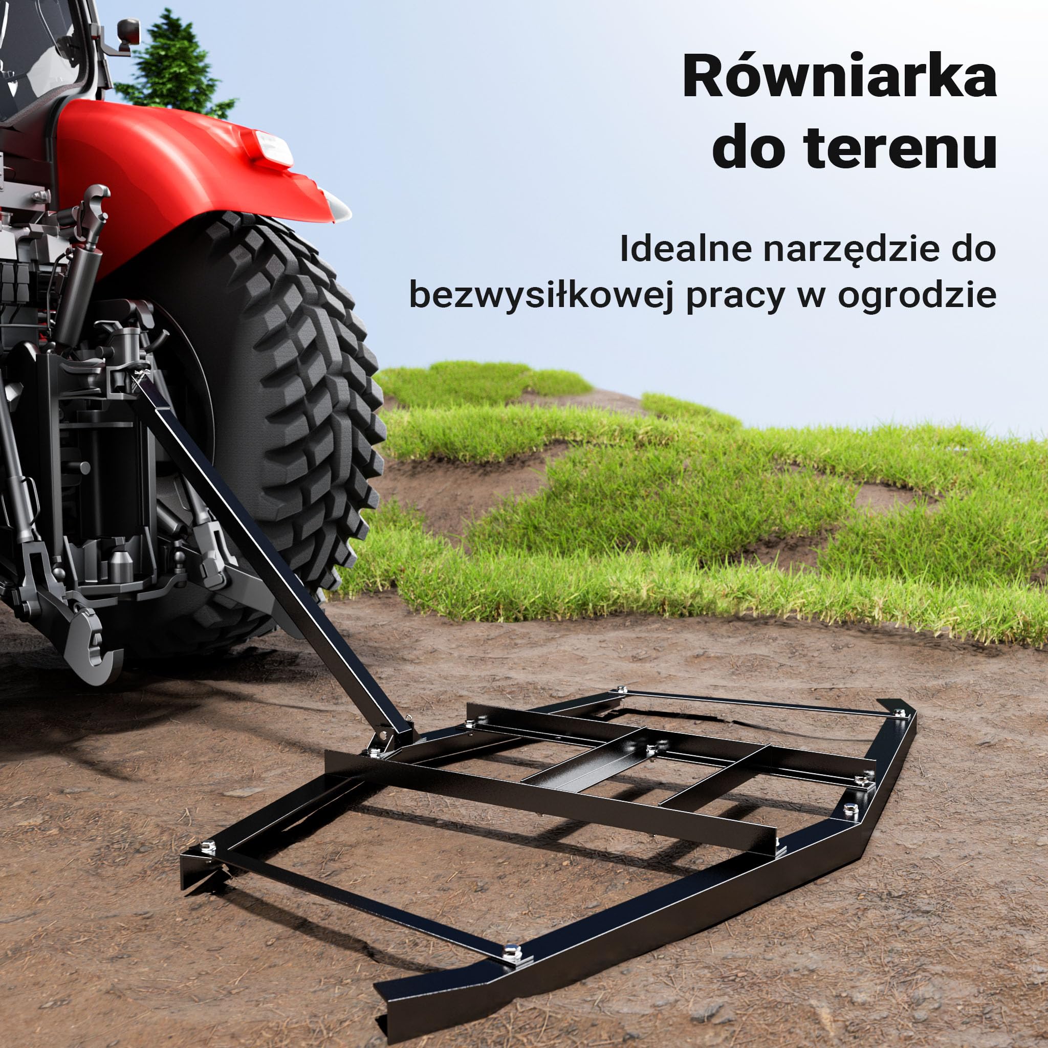 Wiltec Brona 172 x 90 cm do kosiarek i ATV, brona łąkowa ciągniona 66" do uprawy i wyrównywania gleby
