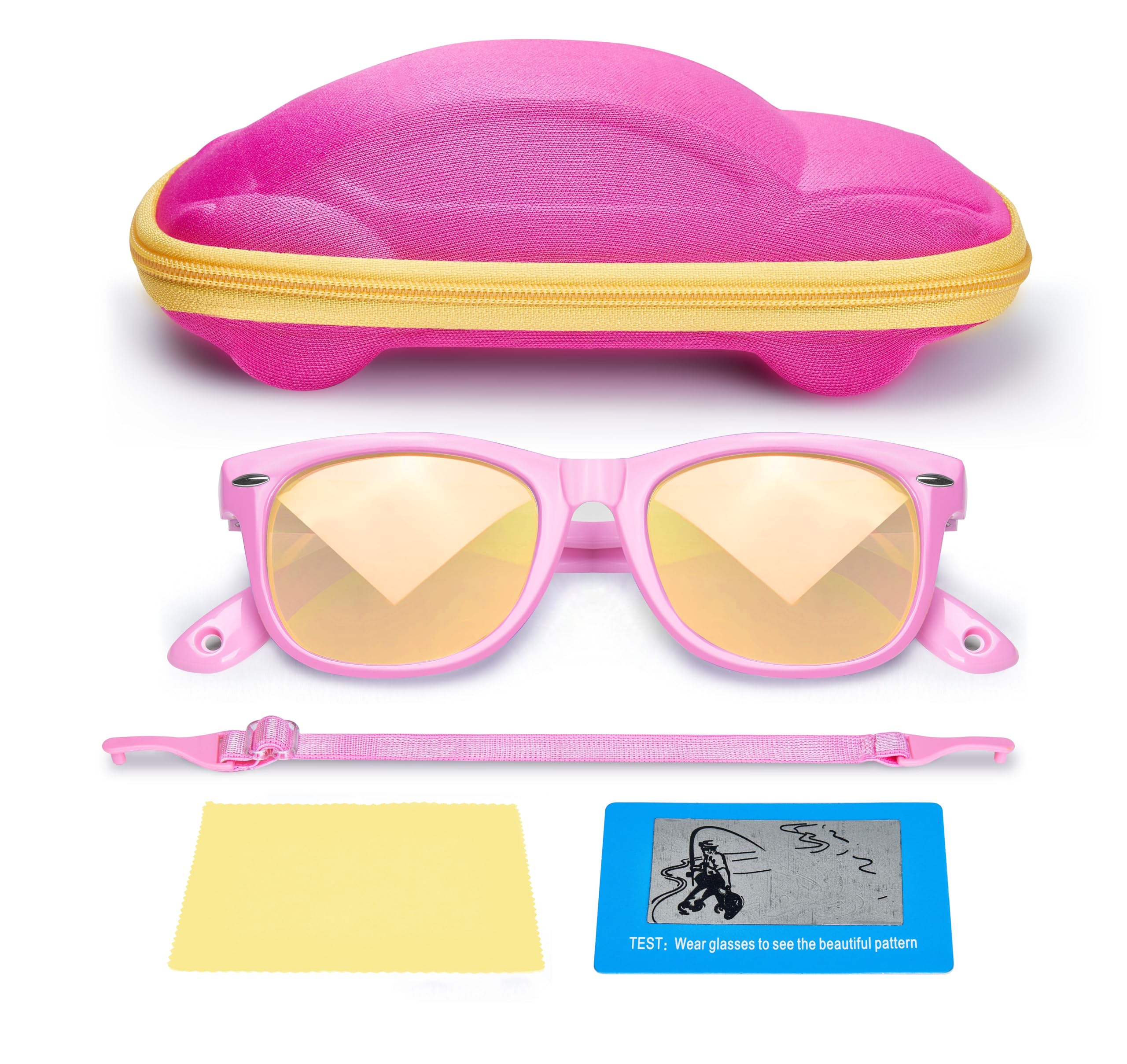 azuza Silicon Kids Sunglasses Unbreakable Polarized UV400 with Cute Car Case For Toddler Boys and Girls 2-12