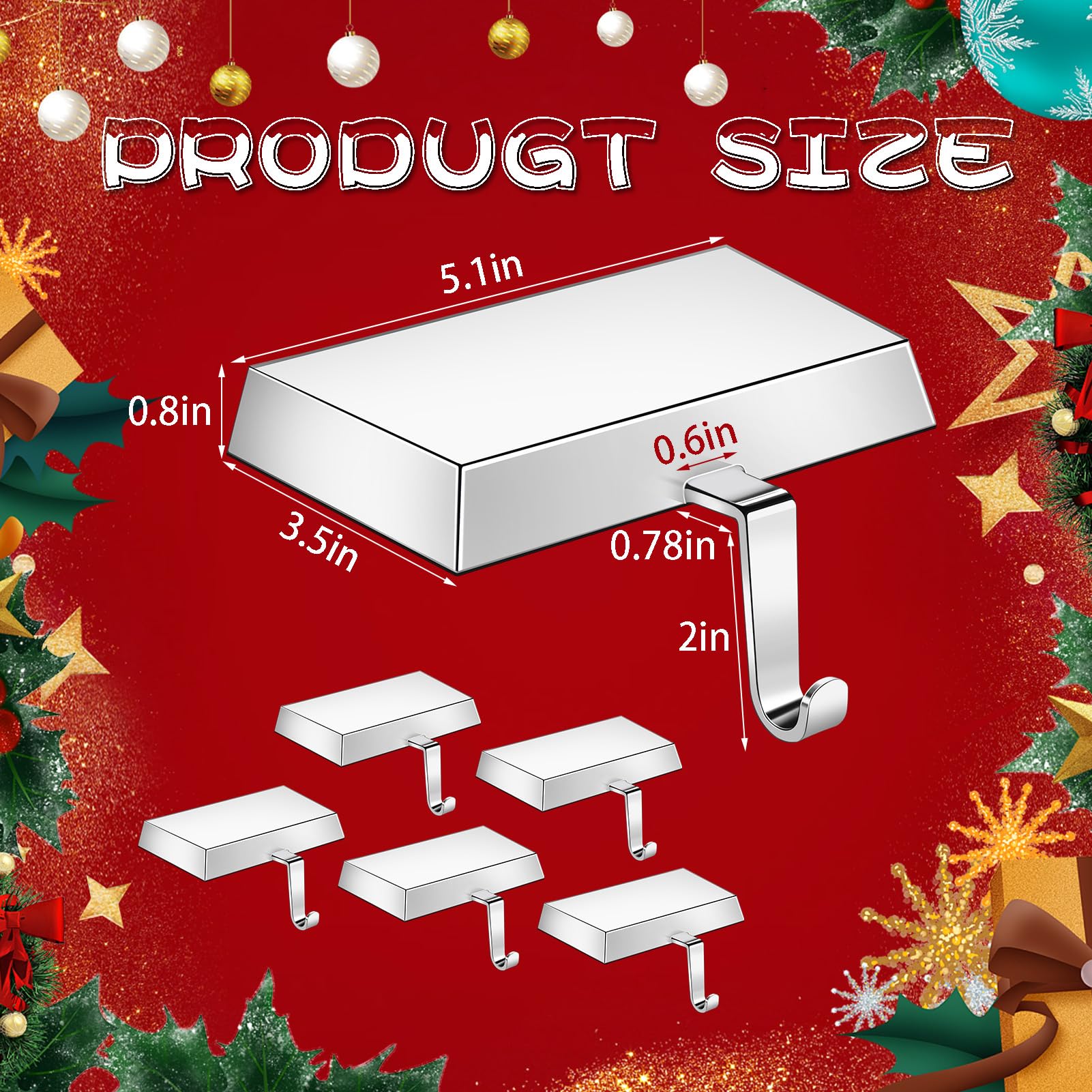 6 Pack Heavy Duty Metal Christmas Stocking Holders for Mantle, Non-Slip Fireplace Stocking Hooks Xmas Holiday Party Decorations for Counter Tables Window Fireplace Mantle Home Shelf Decor(Silver)