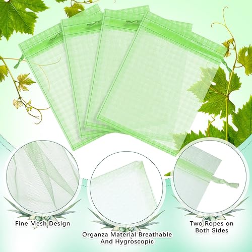 Miniatura 3 de Boao 200 bolsas de protección de frutas con cordón para proteger la red de verduras, bolsas de malla reutilizables para jardín manzanos (8 x 12