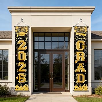 2026 Graduation Decorations, 70.9 11.8 inch Graduation Banner for Class of 2026, Hanging Graduation Porch Banner, Indoor & Outdoor Door Wall Decoration