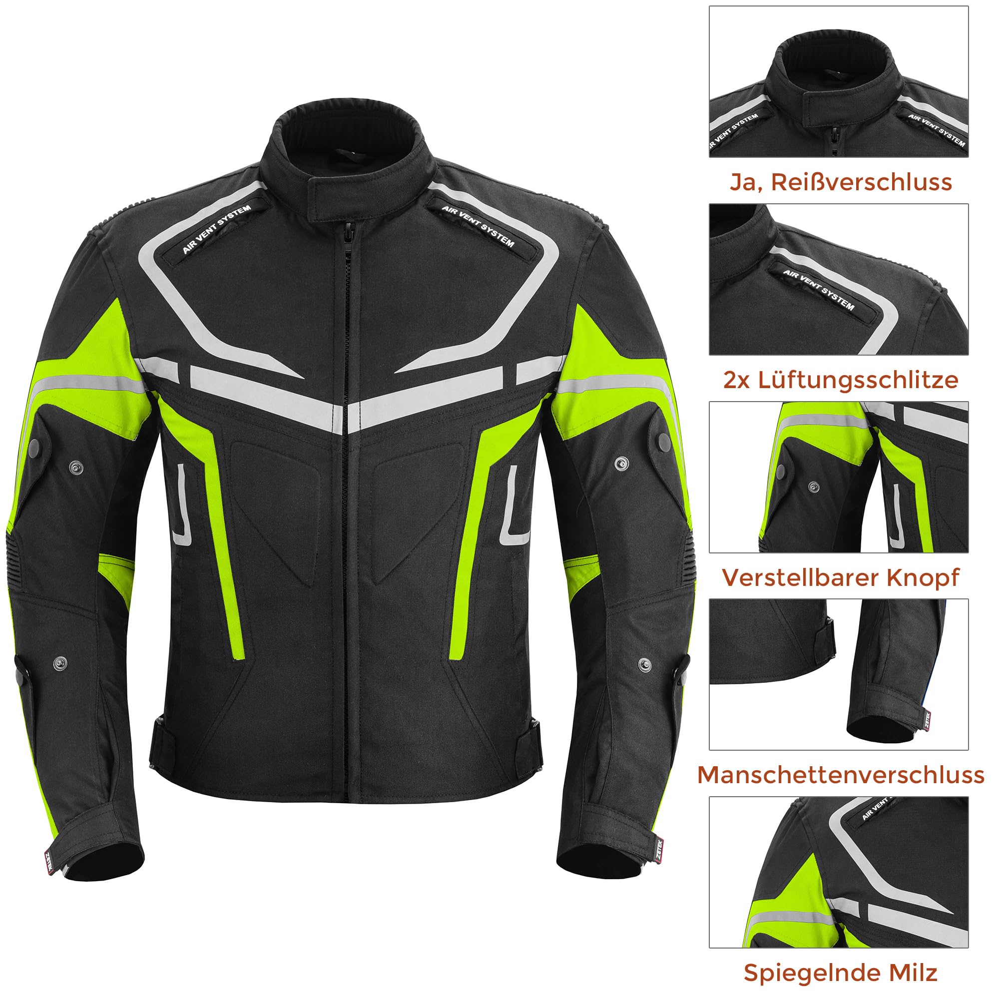 Wasserdichte Motorradjacke CE Armor Cordura Motorrad Winddichte Jacken Ganzkörper-Schutzausrüstung Gepanzerte