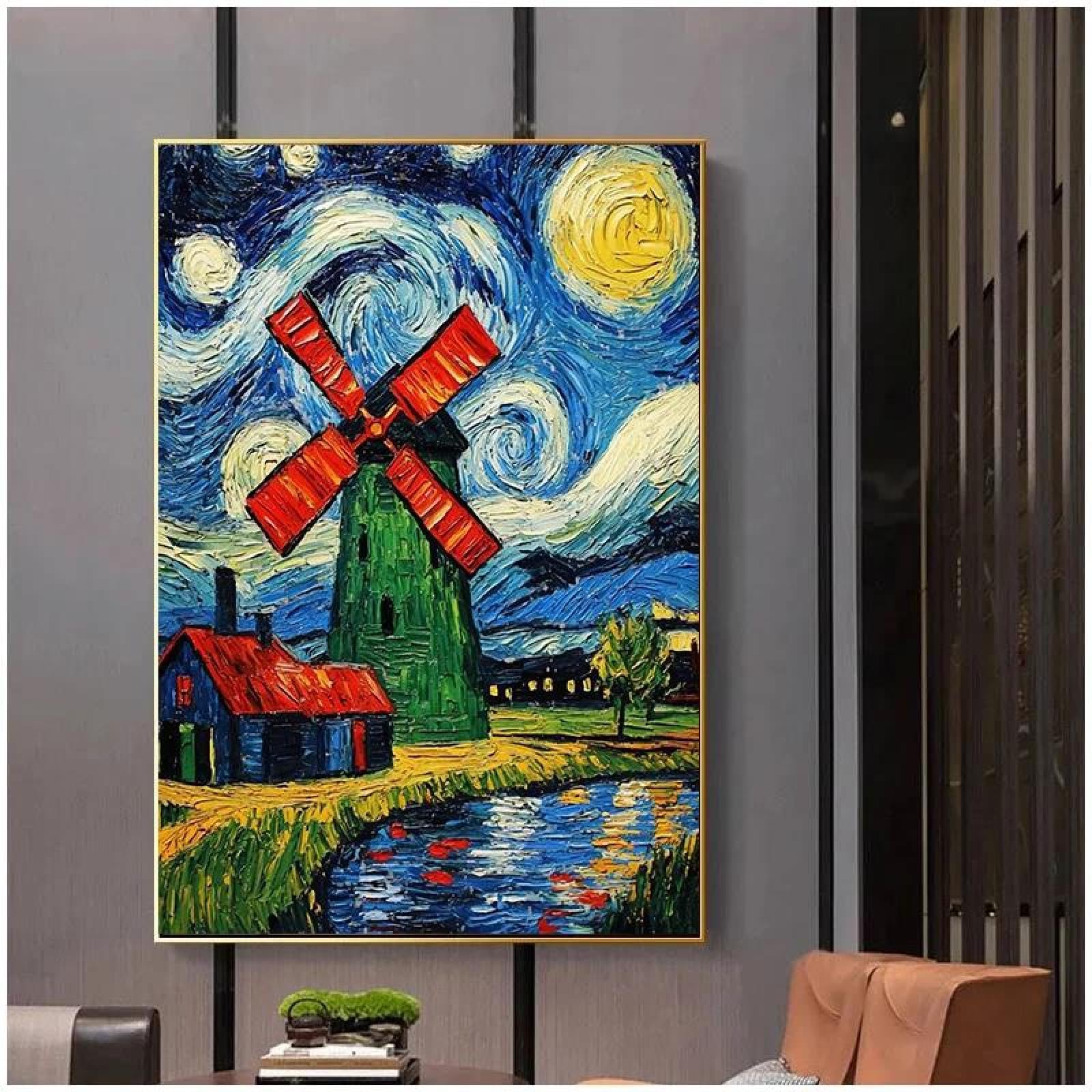 Yocheng Abstract Landscape Poster Prints House Night Canvas Painting Wall Art For Living Room Home Decor 30x40cm No Frame