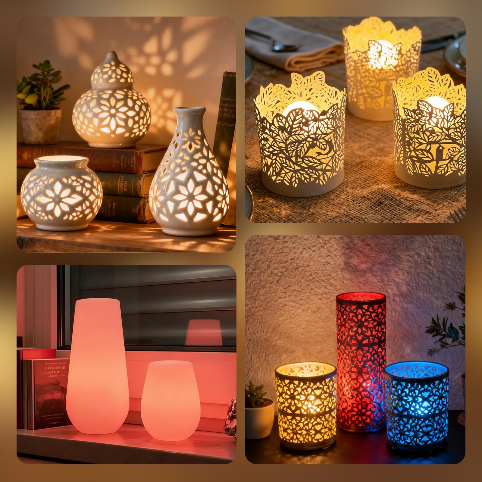 Lot de 12 bougies chauffe-plat LED rechargeables avec station de charge et télécommande, bougies LED RVB alternatives, pour fête, chambre, salon, mariage, Halloween, Noël