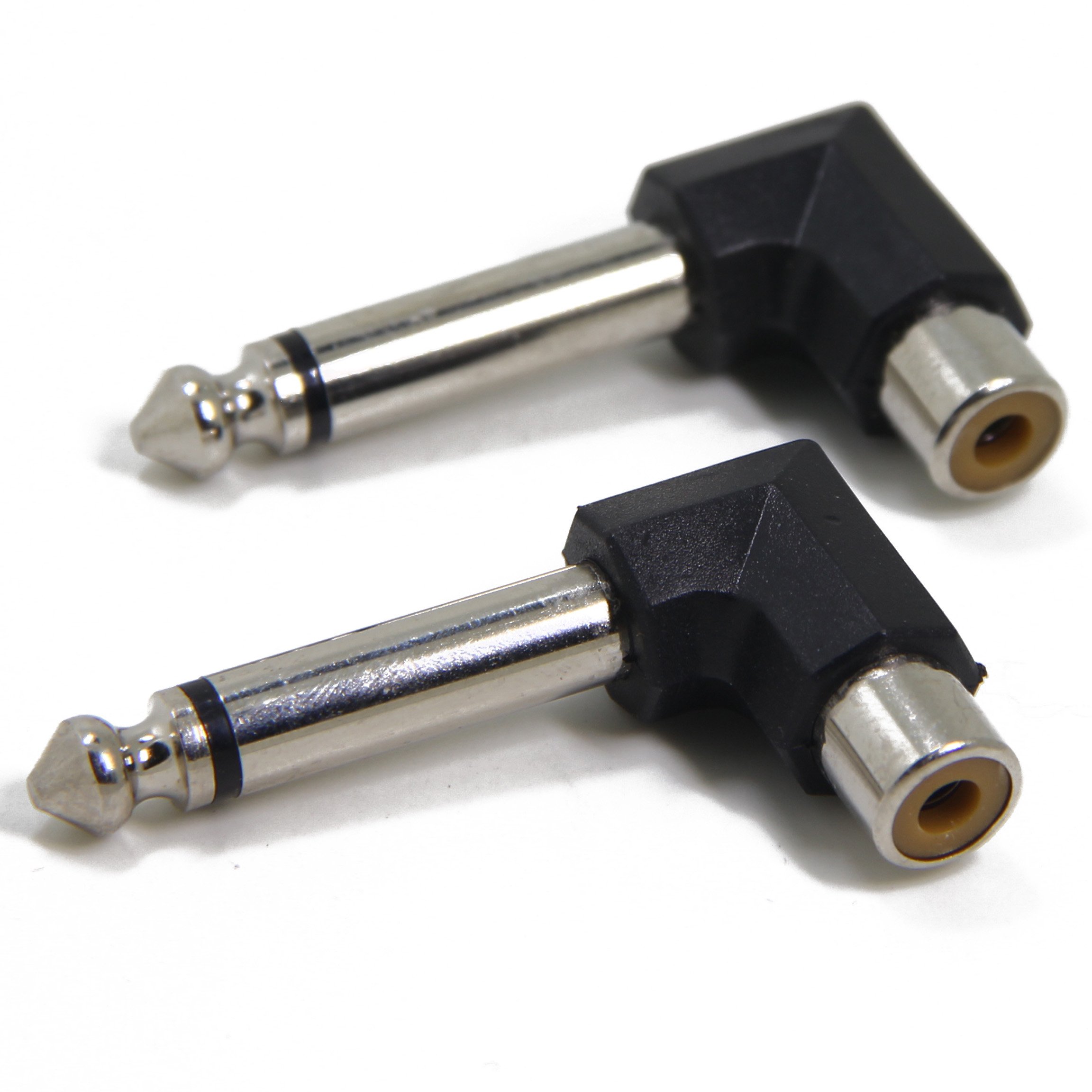 Ancable 2-Pack 90 Degree RCA to 1/4" Phono Jack Adapter Right Angle Space Saving for DJ Use to Connect PA Mixer Monitors and Amps