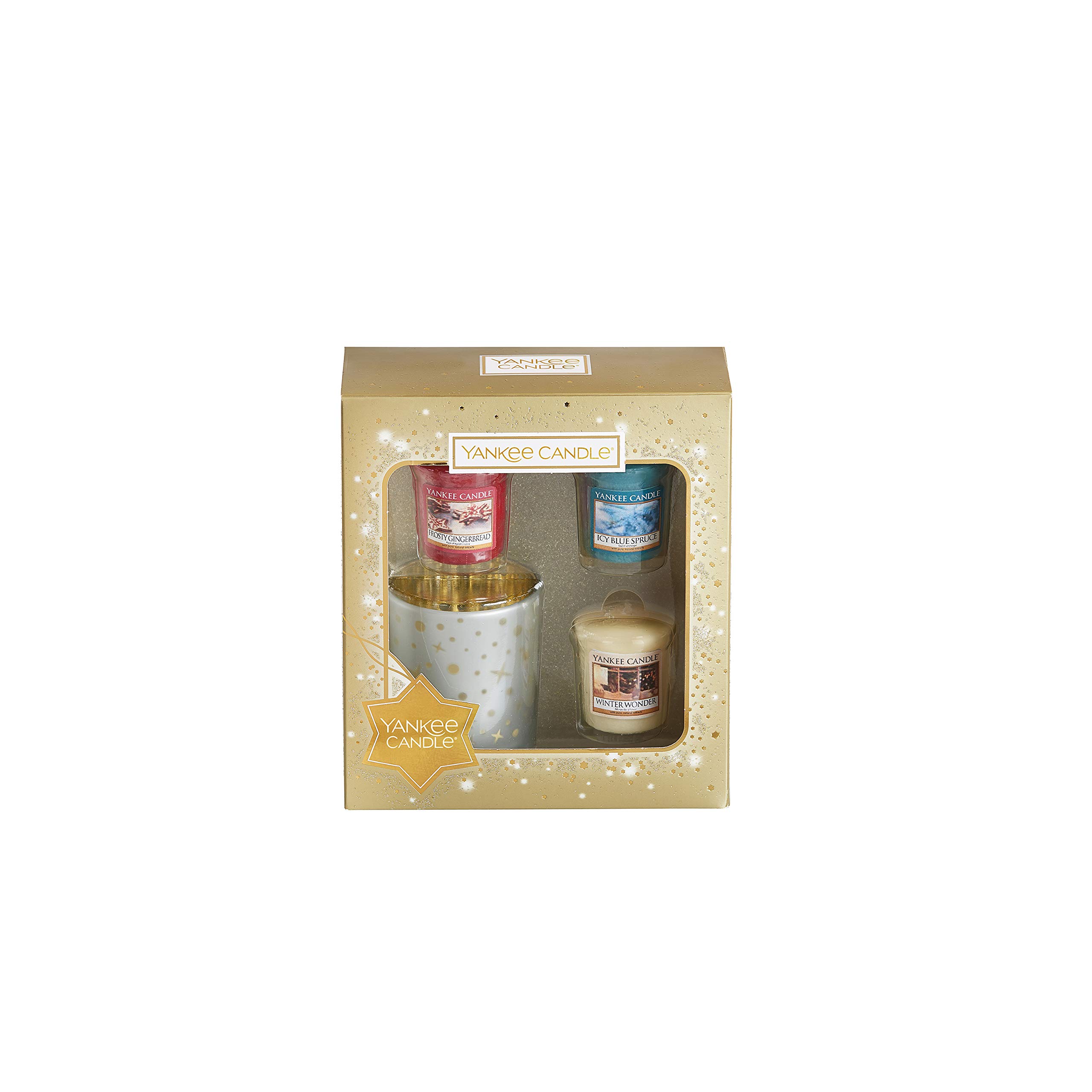 Yankee Candle Gift Set with 3 Scented Votive Candles and Votive Holder