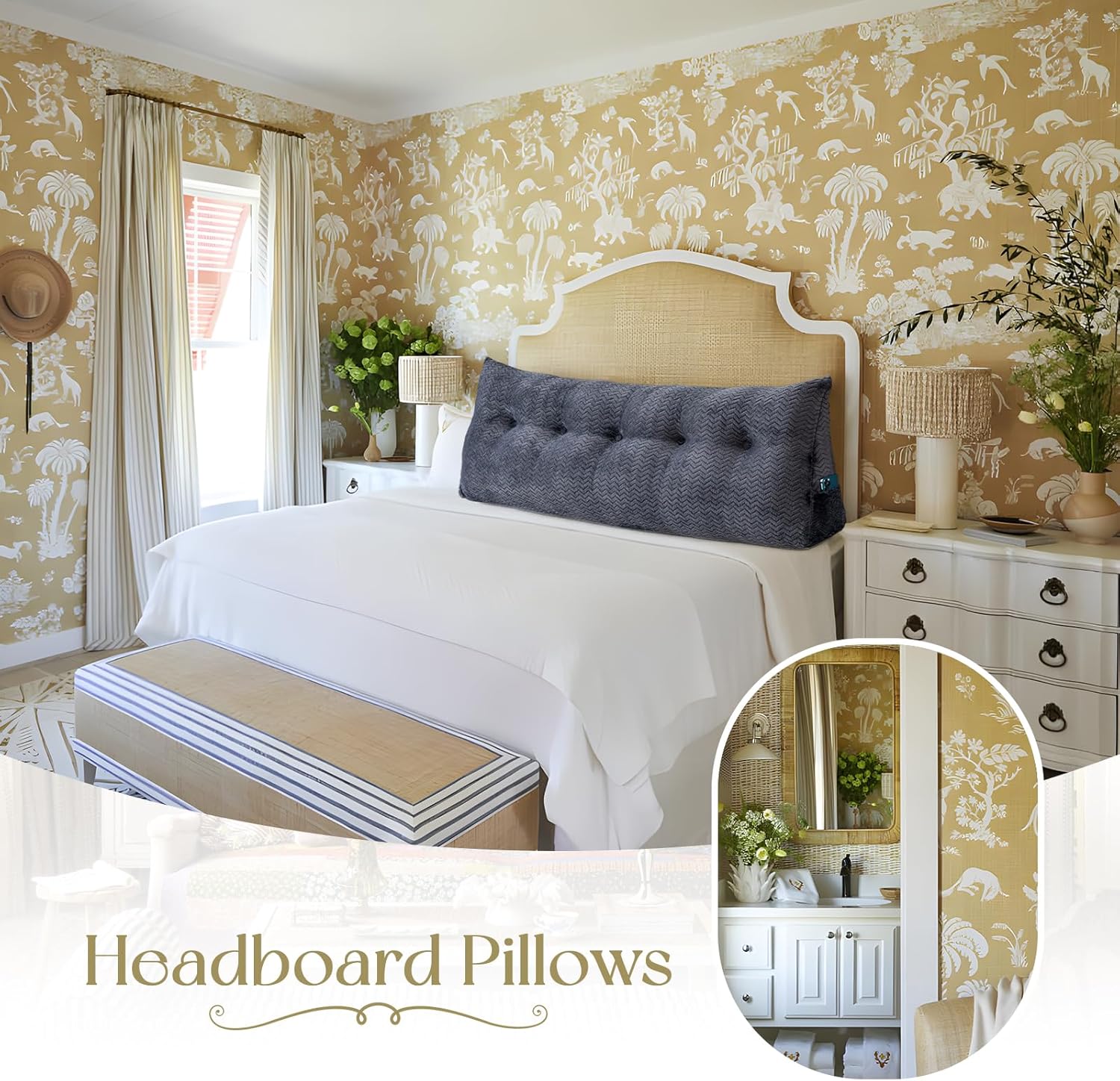 Headboard Wedge Pillow Large Headboard Pillow Wedge Pillow Headboard Soft and Supportive Bed Rest Reading Pillows for Sitting in Bed with Removable Cover