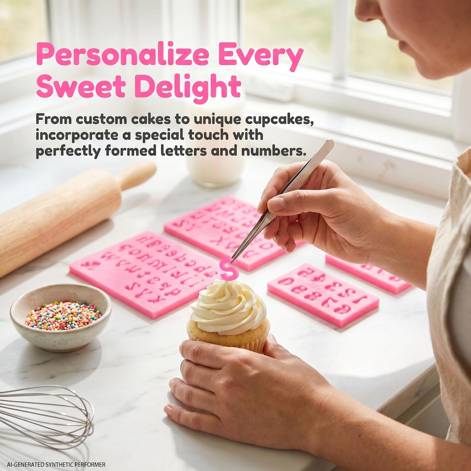 4-Piece Silicone Letter and Number Molds for Chocolate and Fondant
