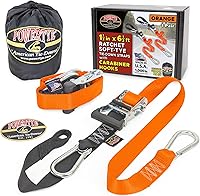 Vista 25 de PowerTye - Correas de trinquete extra largas de 1.5 pulgadas x 10 pies, resistentes con ganchos de mosquetón, Soft-Tye y bolsa, para motocicleta