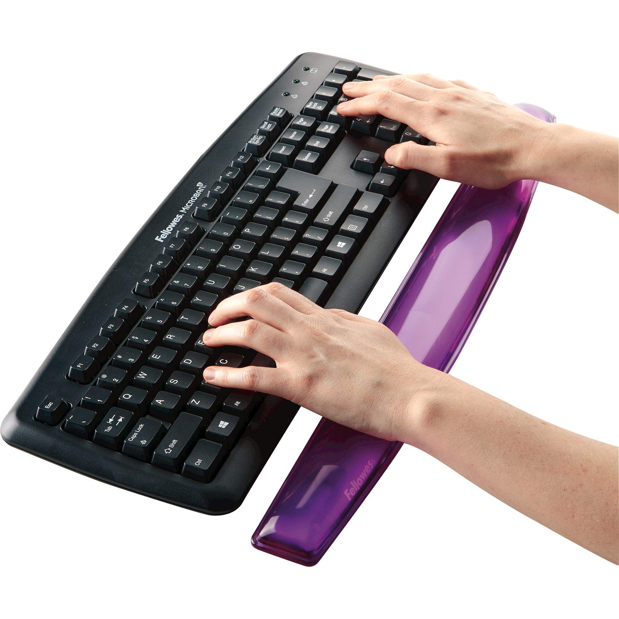 Fellowes 91437 Repose-poignets ergonomique pour clavier Crystal Gel Violet & - 91477-72 - Gel Crystal - Repose-Poignet Gel - Lilas - Lot de 4