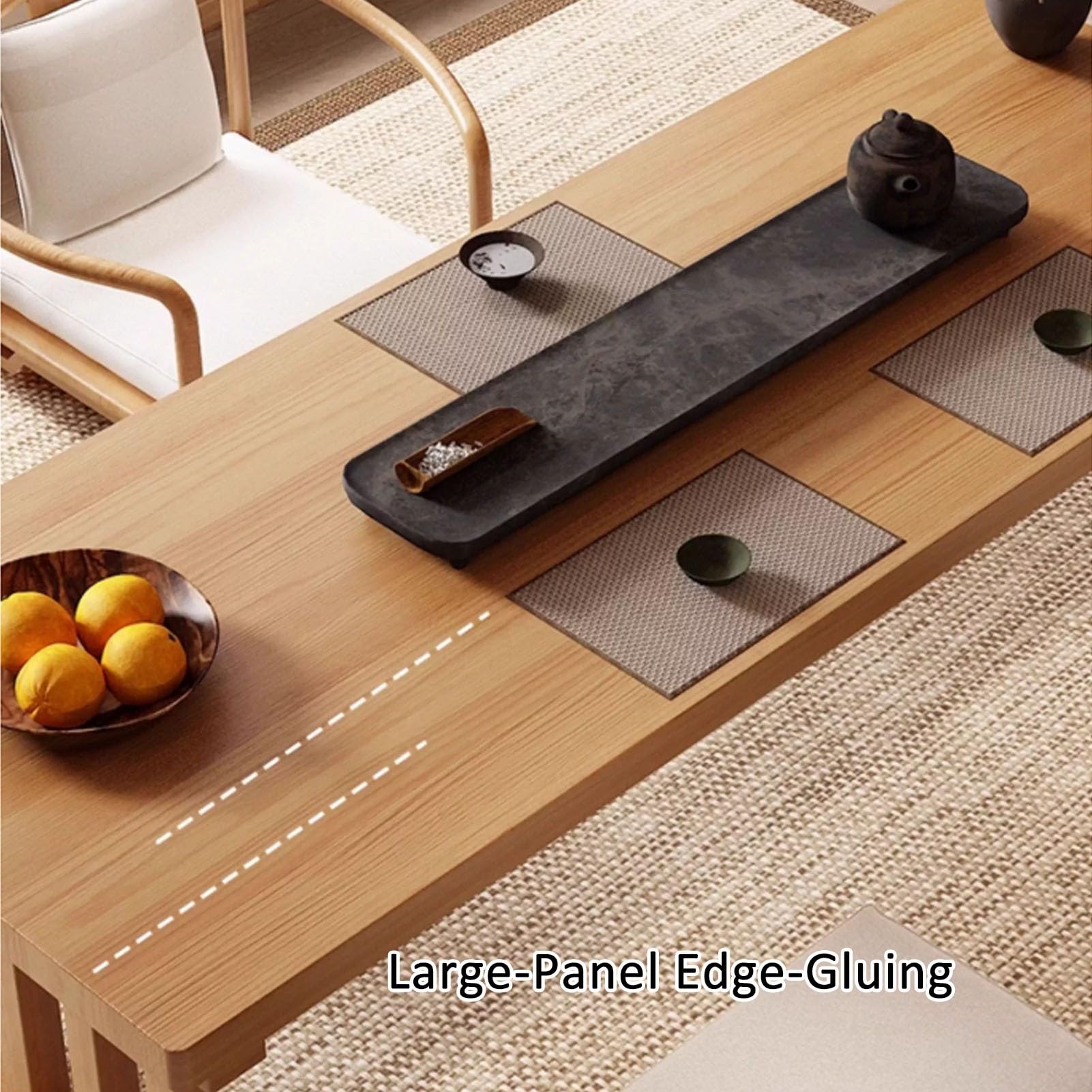 Mesa de Centro Japonesa Rectangular de Tatami de Madera, Mesa Baja con Amplia Superficie de Trabajo, Mesas de Té y Comedor para El Salón, Ventanal(Natural,42x24in/120x60cm)