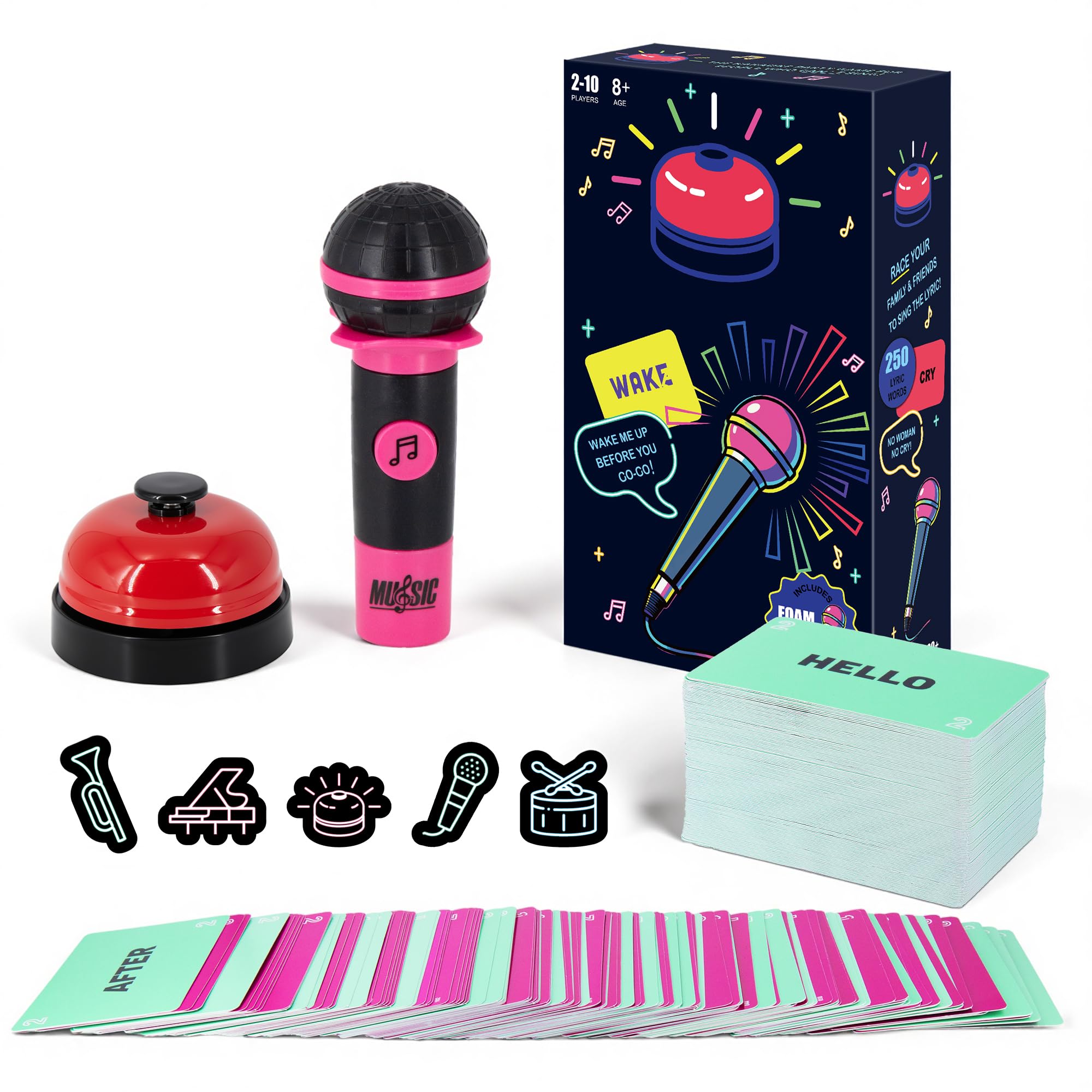 DANACNPR Party Game-Ultimate Music Trivia Challenge for 2-10 Players,New Music Version of Family Card Game,125 Lyric Cards, Microphone & Games Board,Perfect for Adults & Lovers Games Night