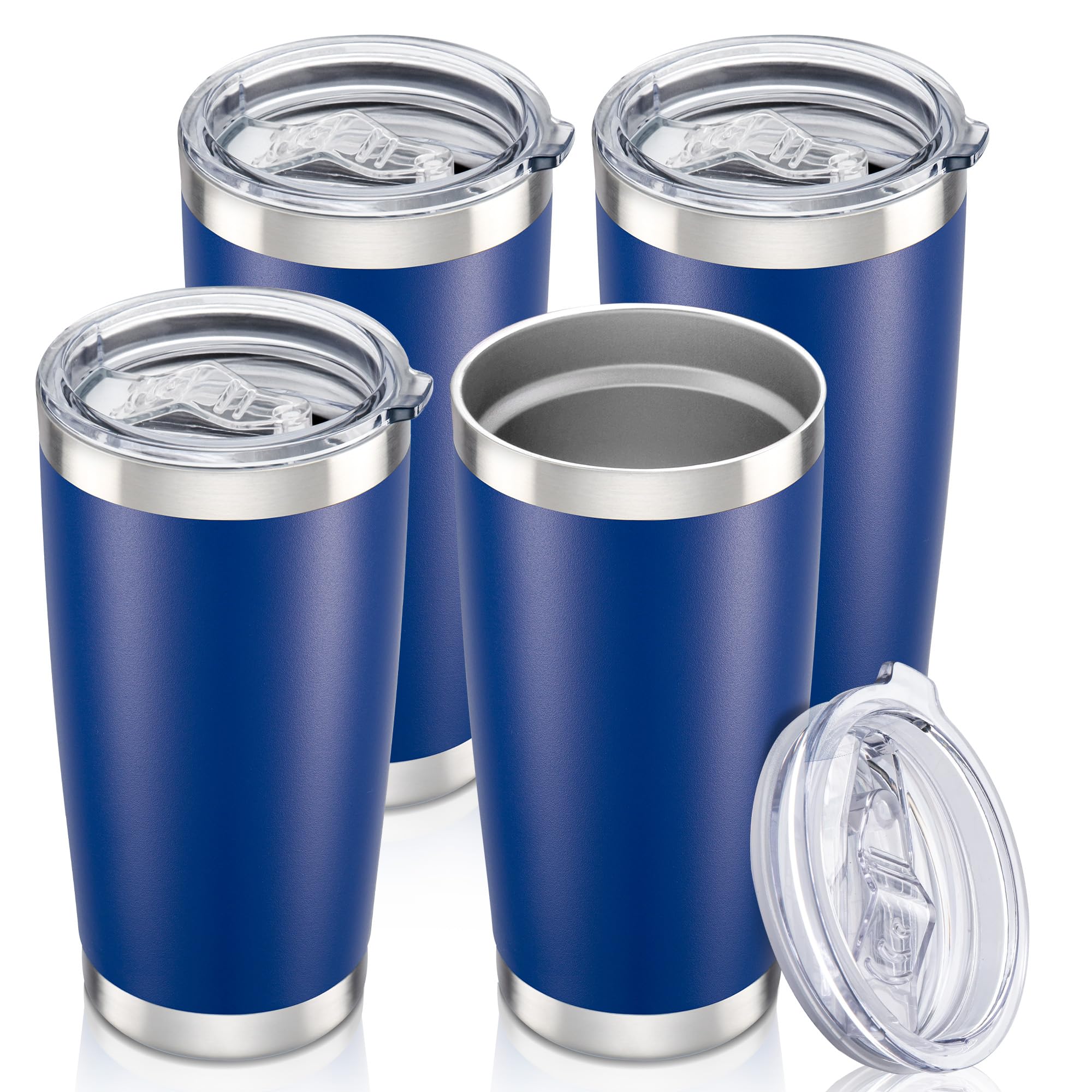 Orebigo 20 oz Tumbler with Lid Stainless Steel Insulated Tumblers Bulk Double Wall Vacuum Cups Powder Coated Travel Mug Keep Drinks Cold and Hot, Blue