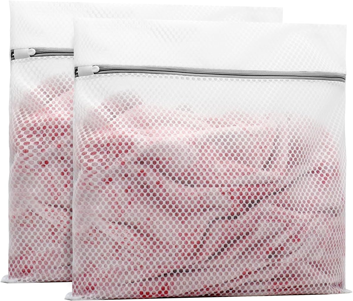 Muchfun 2Pcs Durable Honeycomb Mesh Laundry Bags for Delicates 24x24 Inches | (2 XX-Large)