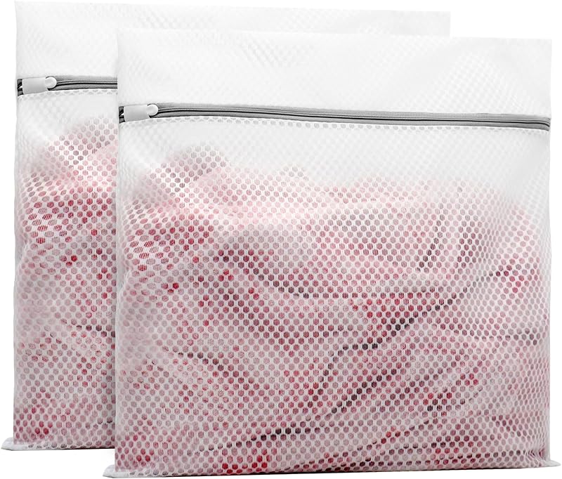 Muchfun 2Pcs Durable Honeycomb Mesh Laundry Bags for Delicates 24x24 Inches | (2 XX-Large)
