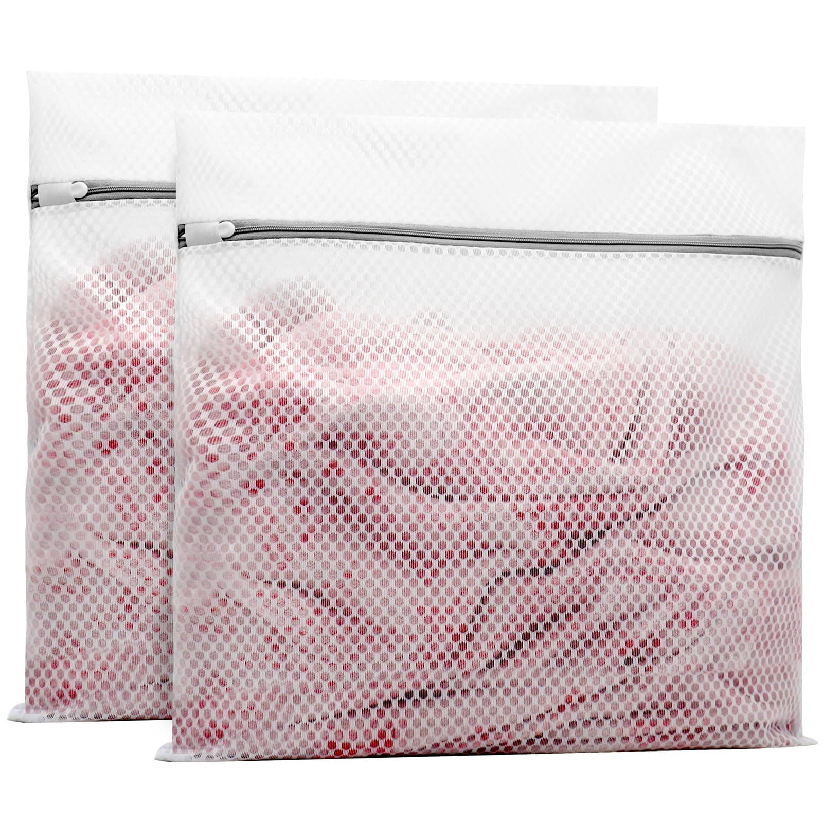 2Pcs Durable Honeycomb Mesh Laundry Bags for Delicates 24 x 24 Inches