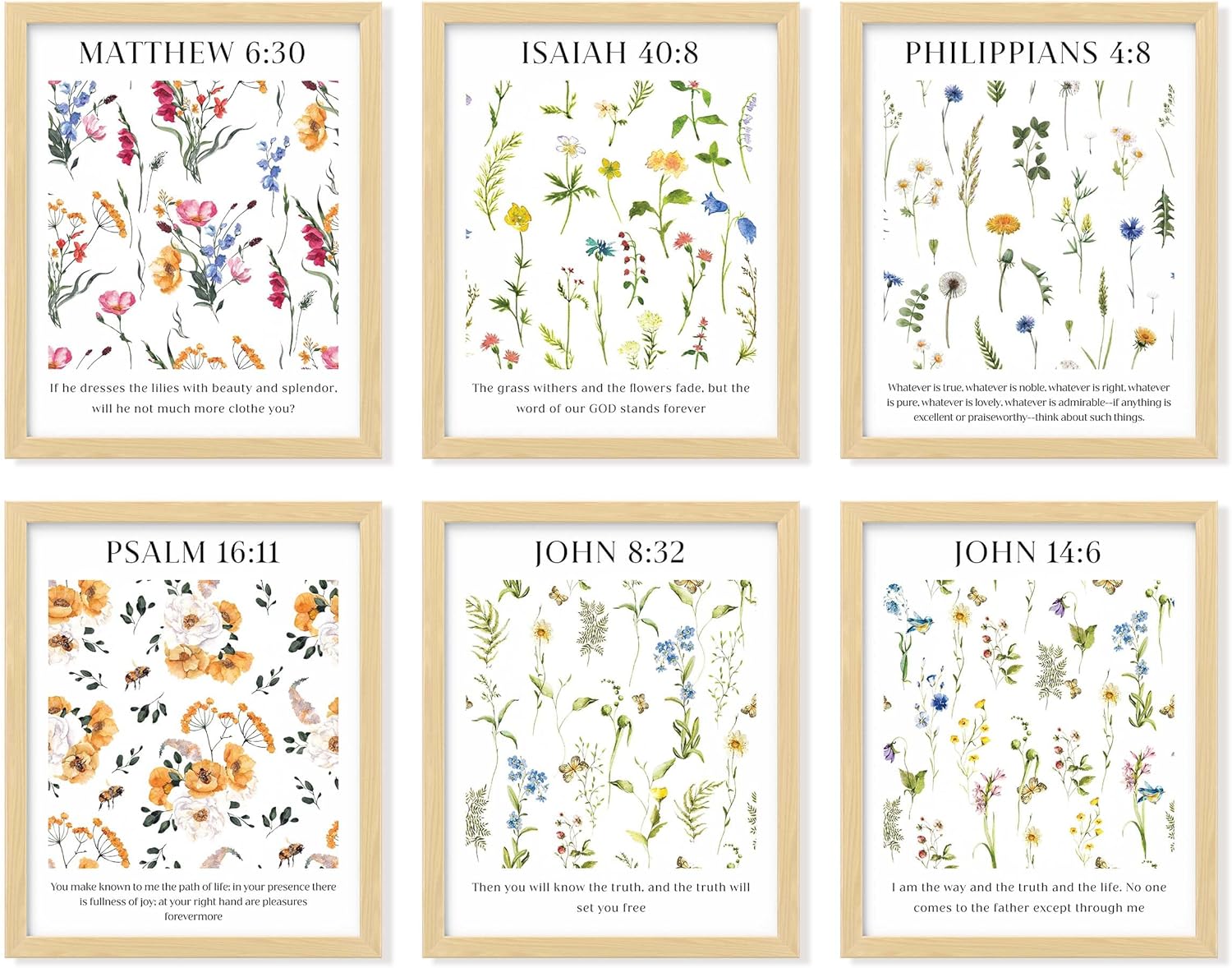 97 Decor Floral Christian Wall Art Prints – Floral Bible Verse Poster, Flower Scripture Art Wall Decor, Minimalist Christian Pictures Bible Verses Wall Decor for Home Bedroom (8×10 Unframed)