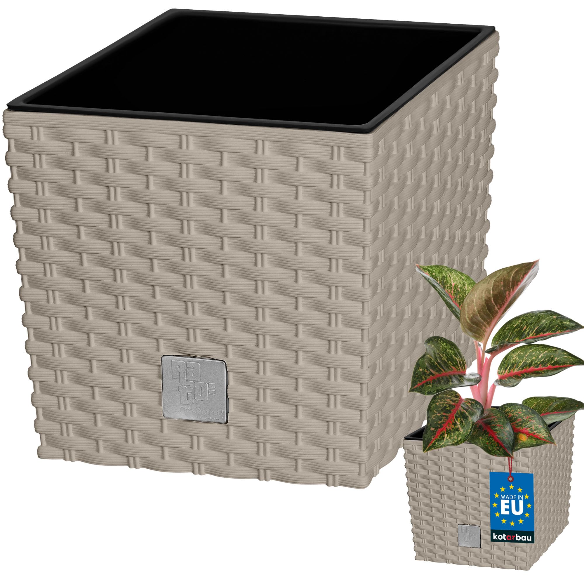 KOTARBAU® Macetero con Maceta Interior, 260 mm, Ratan sintético, Antracita - Gris Oscuro, Maceta Rato con patrón de Trenzado Que imita el Mimbre, Maceta Interior separada, extraíble, Cesta — view 52