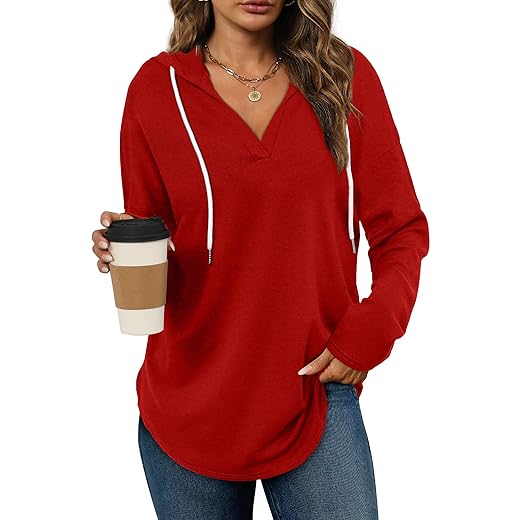 Bofell Womens Fashion Tops Hoodies for Women Pullover Oversized Sweatshirts Long SLeeve Shirts Loose Fit