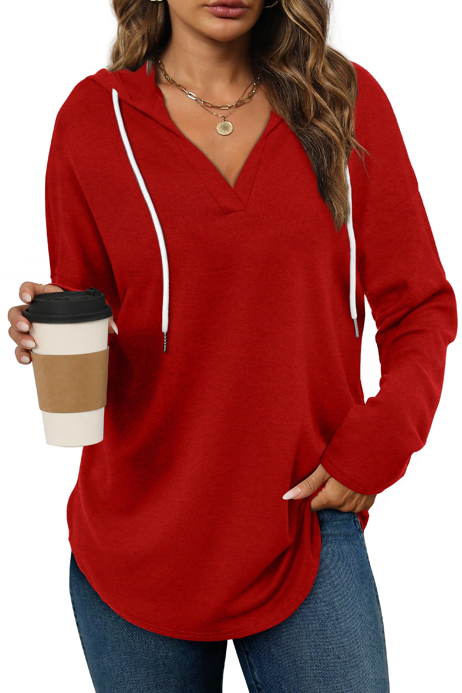 Bofell Womens Fashion Tops Hoodies for Women Pullover Oversized Sweatshirts Long SLeeve Shirts Loose Fit