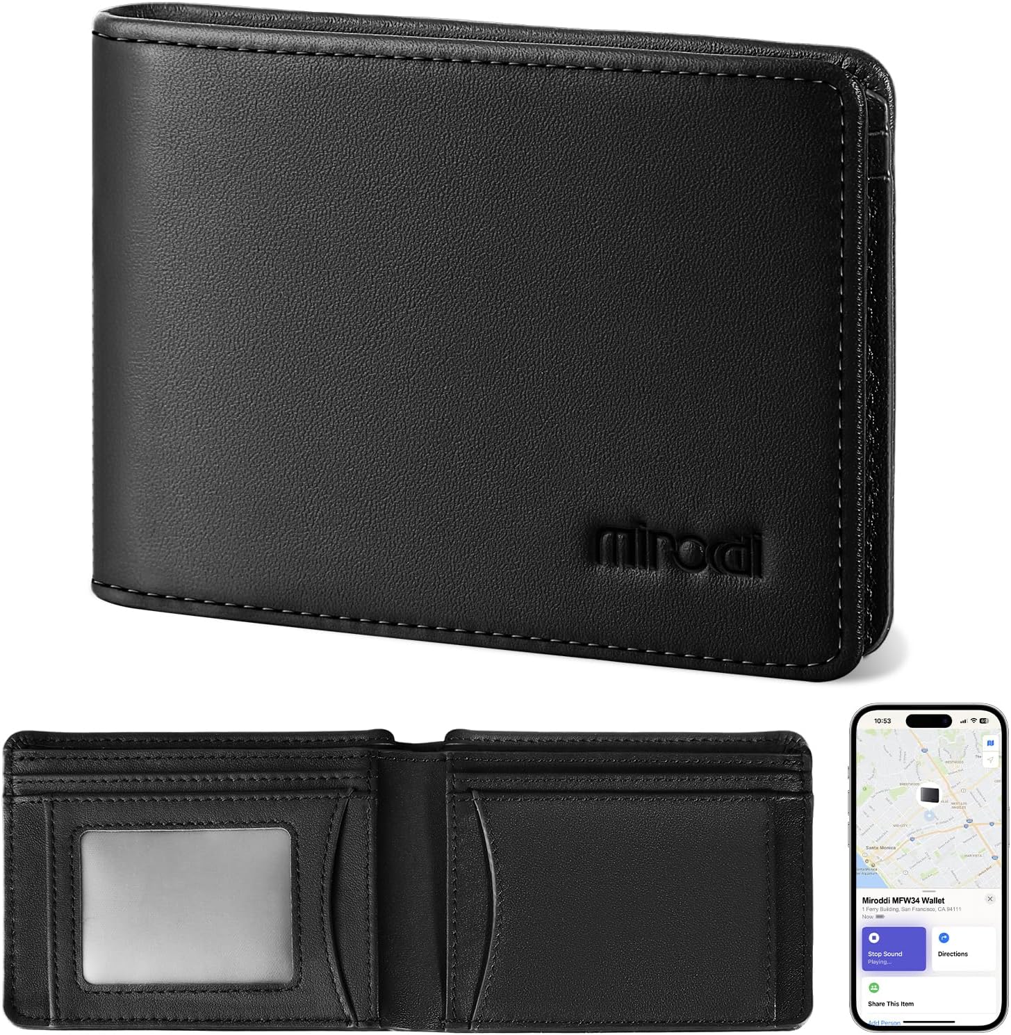 Miroddi RFID Blocking Leather Wallet for Men with Find My, Slim Design Miroddi RFID Blocking Leather Wallet for Men with Find My, Slim Design