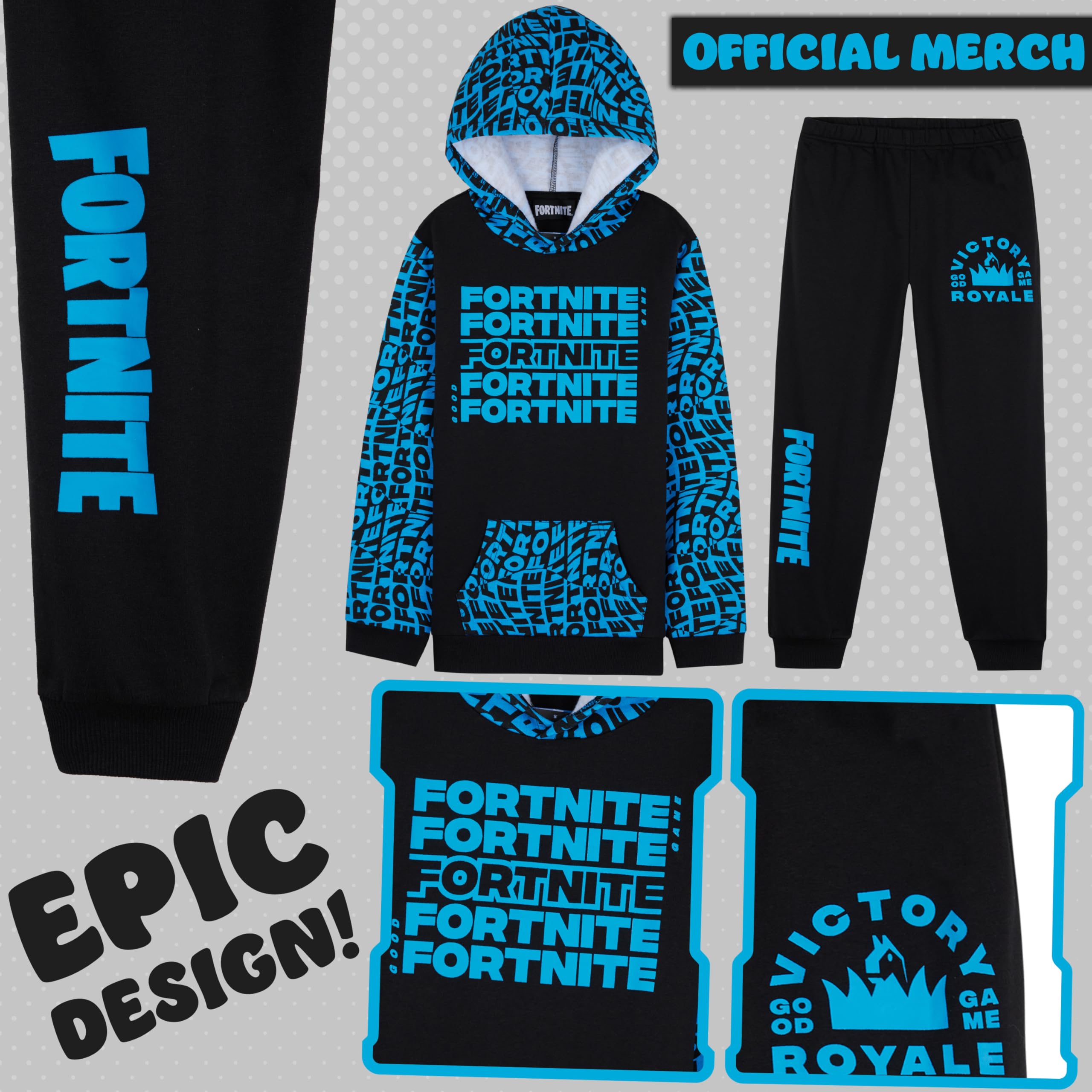 Fortnite Zestaw dresowy dla chłopców, nastolatków, bluza z kapturem i joggerami, bluza z kieszenią kangurka, prezenty dla graczy dla chłopców