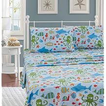 Sheet Set Sea Life Octopus Crabs Fishes Wheals Sharks Light Blue Green Red Orange New # Octopus Twin