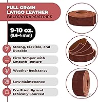 Vista 2 de ELW Correas y tiras de cuero de látigo de 9-10 oz (0.142-0.157 pulgadas) Tamaño: 1.5"x84" (3.8x213cm) Russet Cuero de vacuno de grano