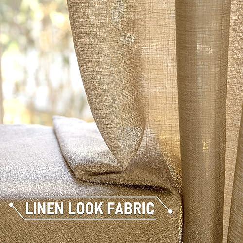 Miniatura 10 de MIULEE Juego de 2 paneles de cortinas de aspecto de lino con textura de arpillera natural para dormitorio, sala de estar, filtrado de luz, cortinas