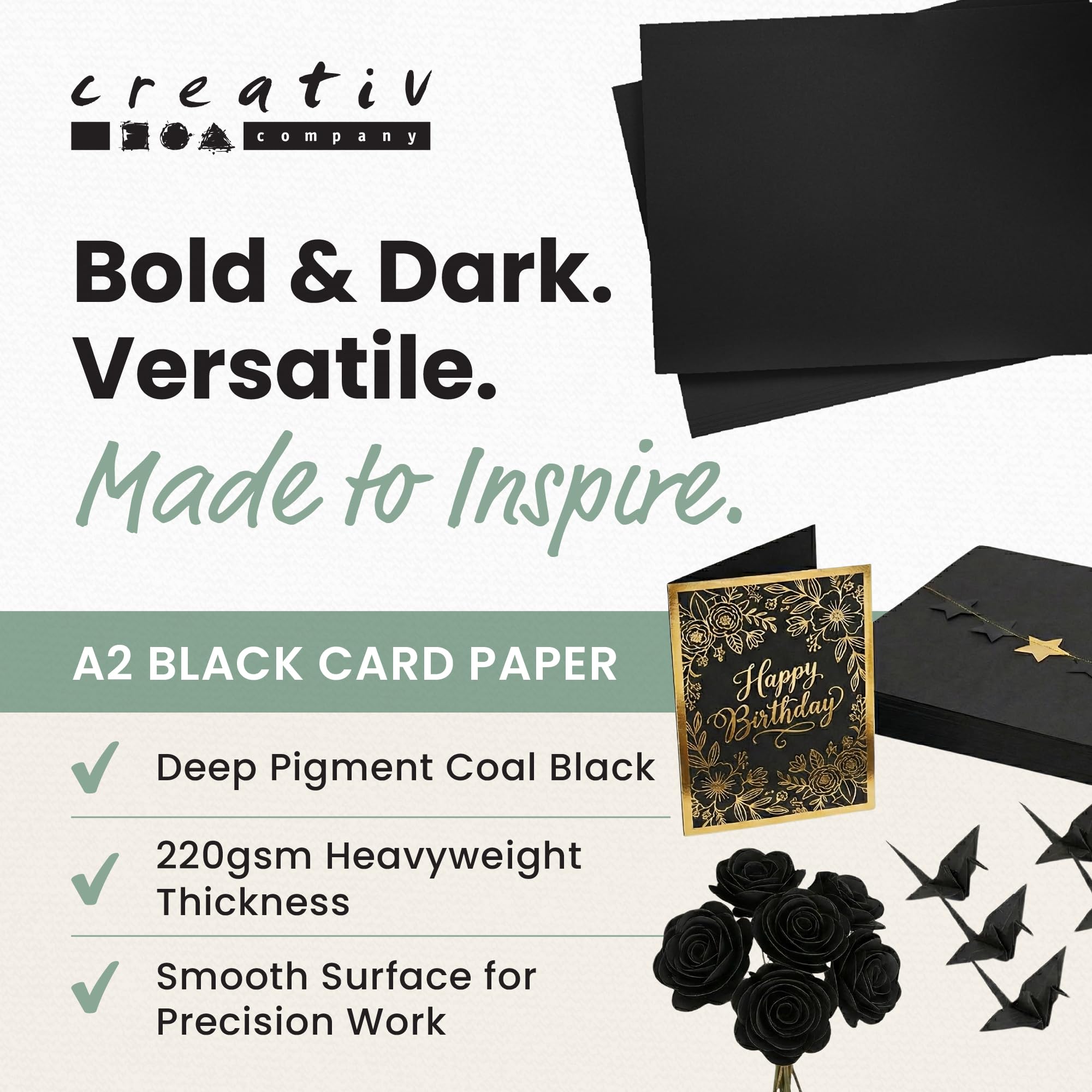 Carta colorata A2 420 x 600 mm, 180 g, nero carbone, 10 fogli