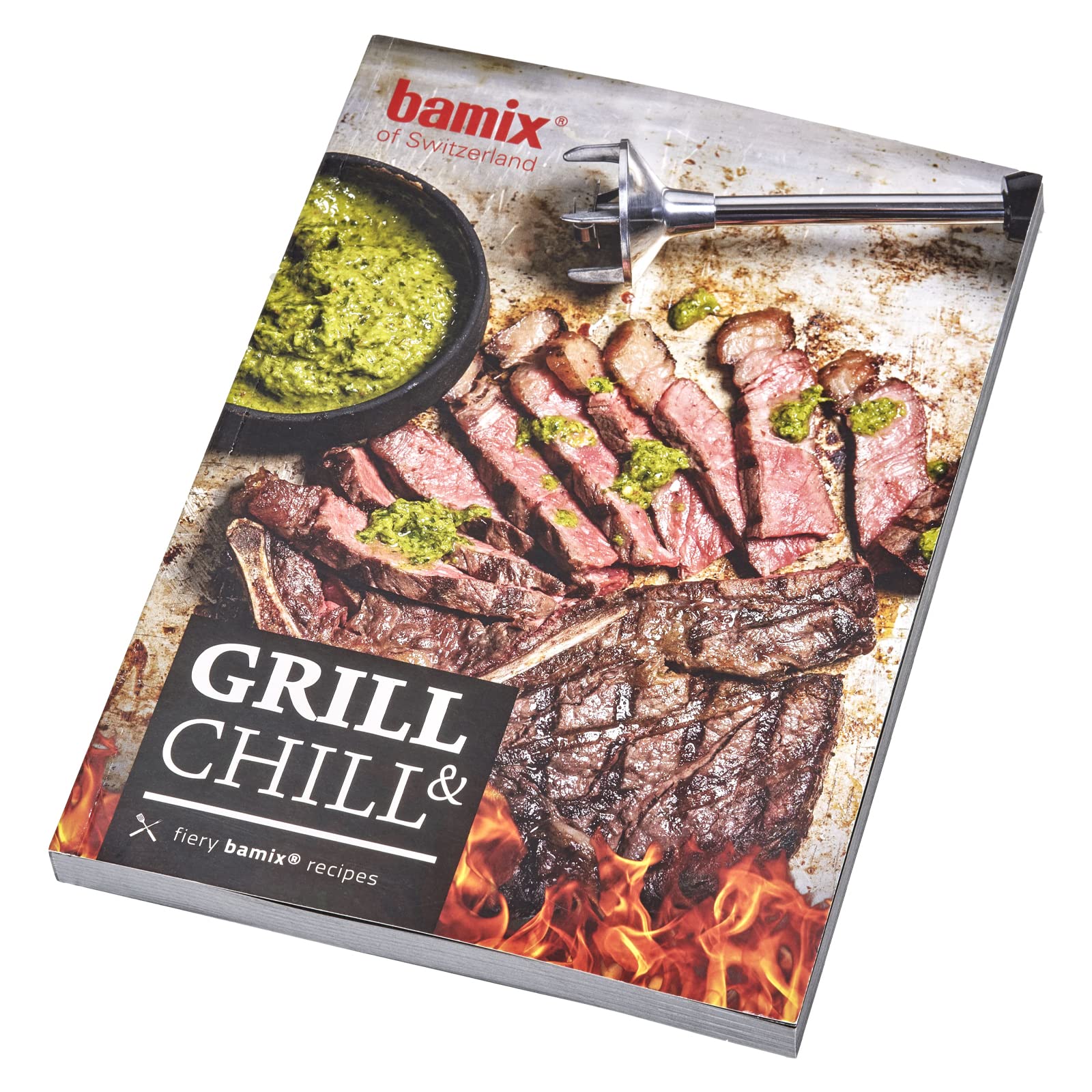 bamix Zestaw blendera ręcznego M200 BBQ wraz z 5 końcówkami, uchwytem, zestawem kubków, procesorem, proszkiem, książką z przepisami, fartuchem, 200 W, 2 stopnie, stal nierdzewna, Made in Switzerland - czarny