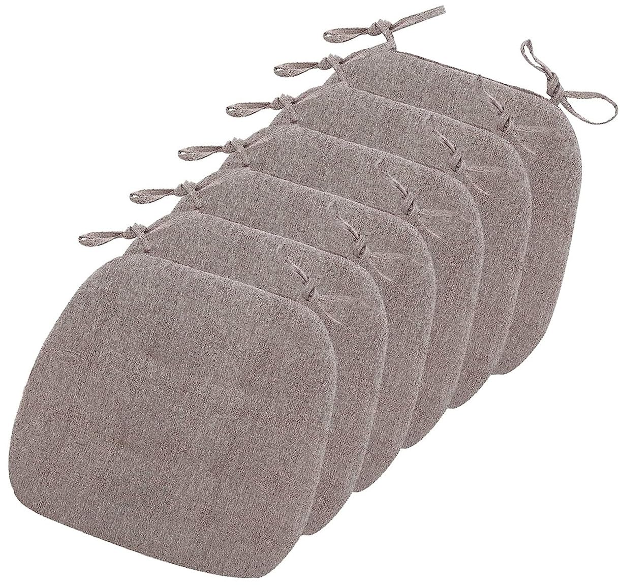 Cojines para sillas de comedor cómodos que no se escurren pack de 6 con lazos color café