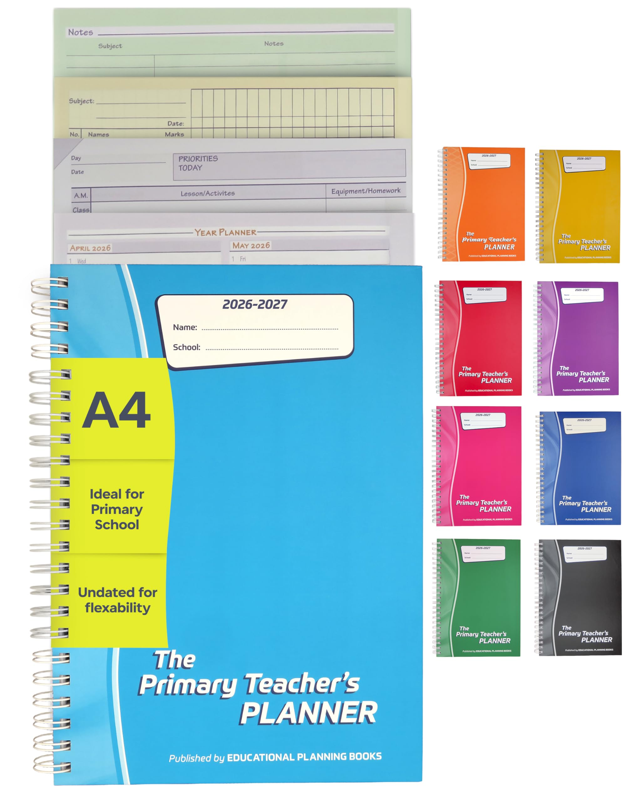 Educational Planning Books – The Primary Teachers Planner 2026-2027 – A4 – Undated Page-a-Day, Lesson, Term and Year Planning for Primary & Early Years Teachers – Hardback (PTP1-T)