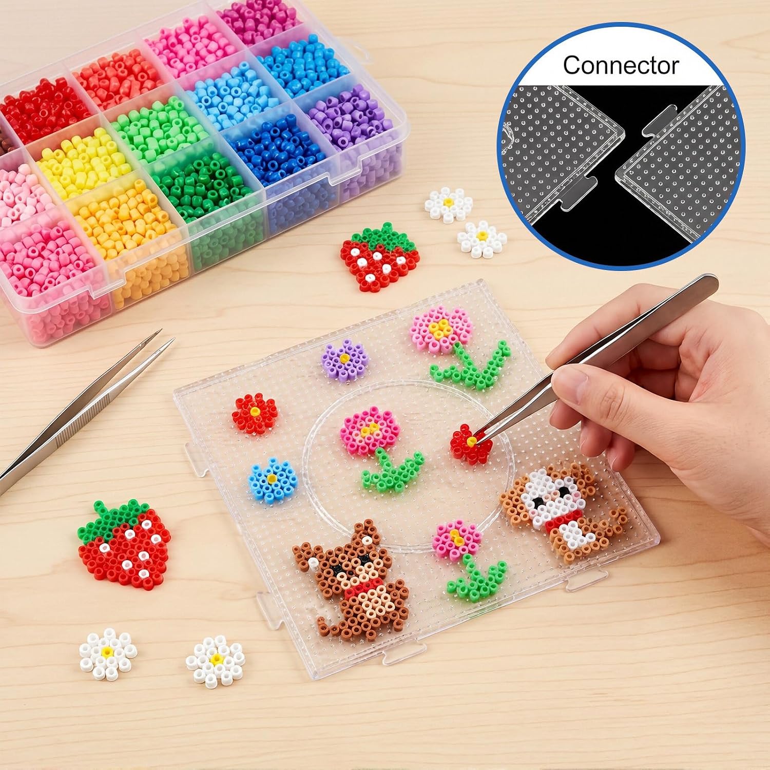 5-Pack Fuse Bead Tools Kit - Fuse Bead Pen,Single Needle Tweezer & Fuse Bead Pegboards & Picking Tray Kit, Efficient Iron Beads Sorting Tools for Experienced Enthusiasts DIY Craft