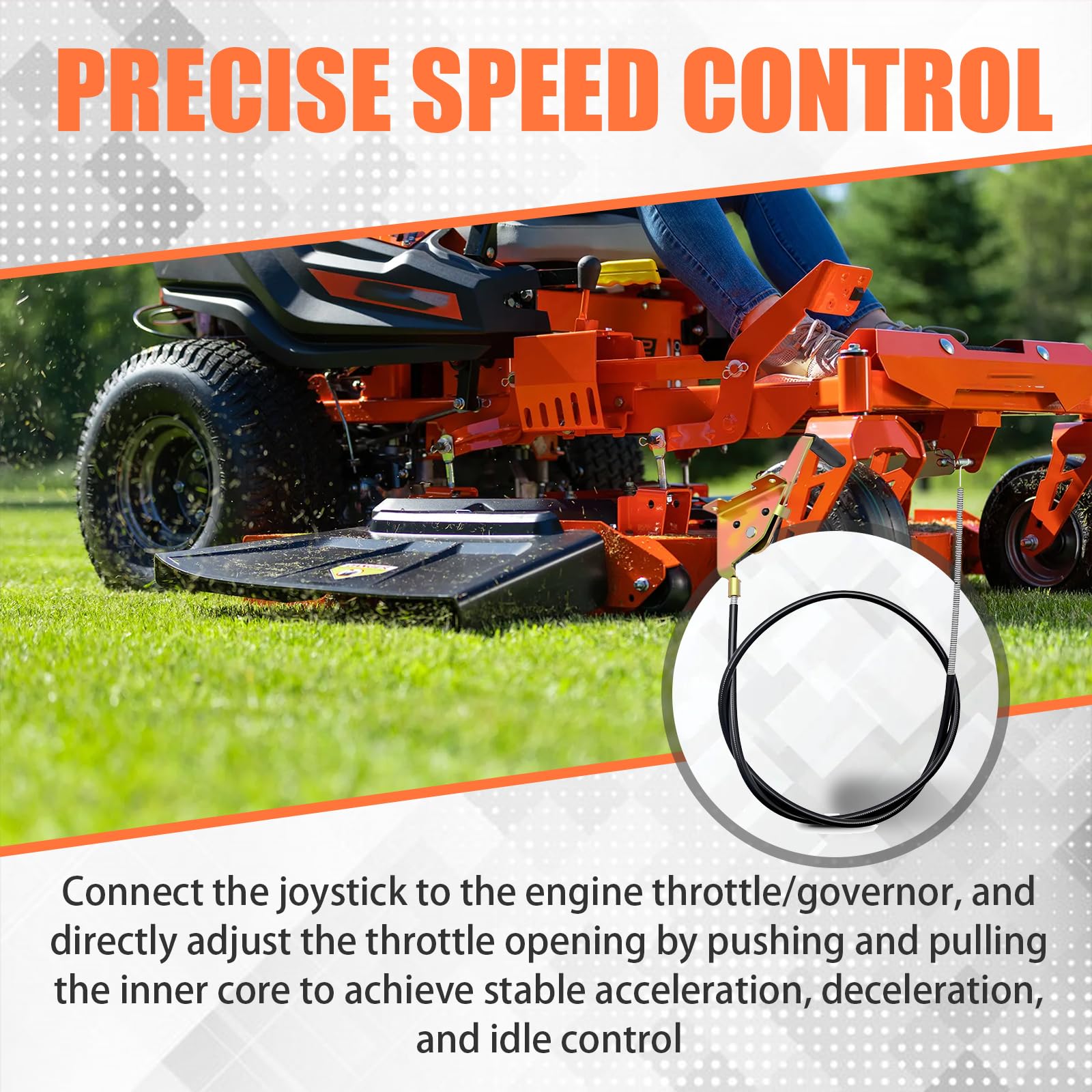 Cavo acceleratore compatibile con Ariens Ariens Zoom 34 42 50, Edge 34 42 52, Gravely ZT 34 42 50 Cavo di controllo di ricambio per tosaerba a raggio zero sostituire 06900416