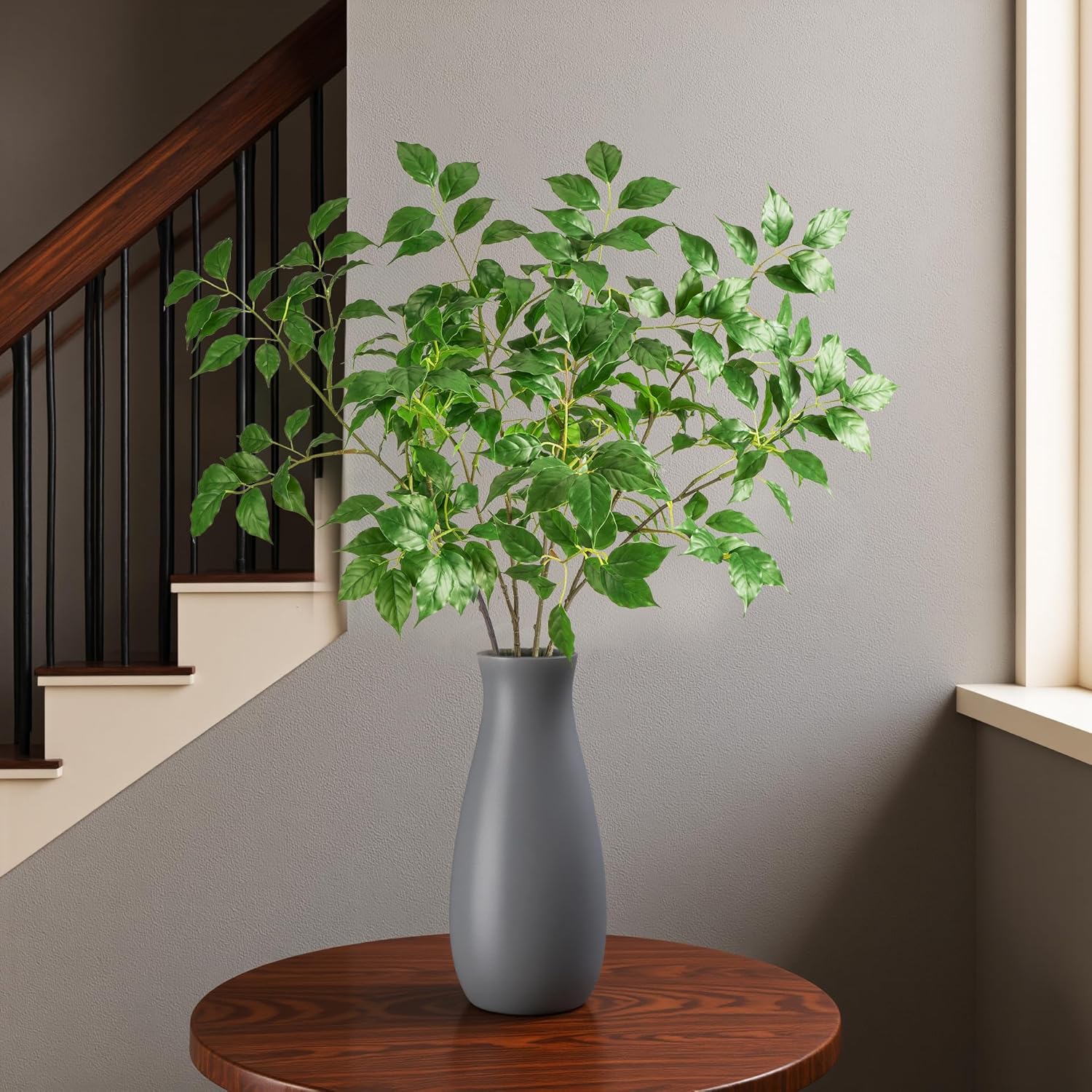 Fake Plants 4 PCS 31.5In Faux Eucalyptus Stems Artificial Greenery Stems Artificial Branches for Vase Faux Branches for Vase Fake Green Plants Suitable for DIY Home Office Dining Room Decor