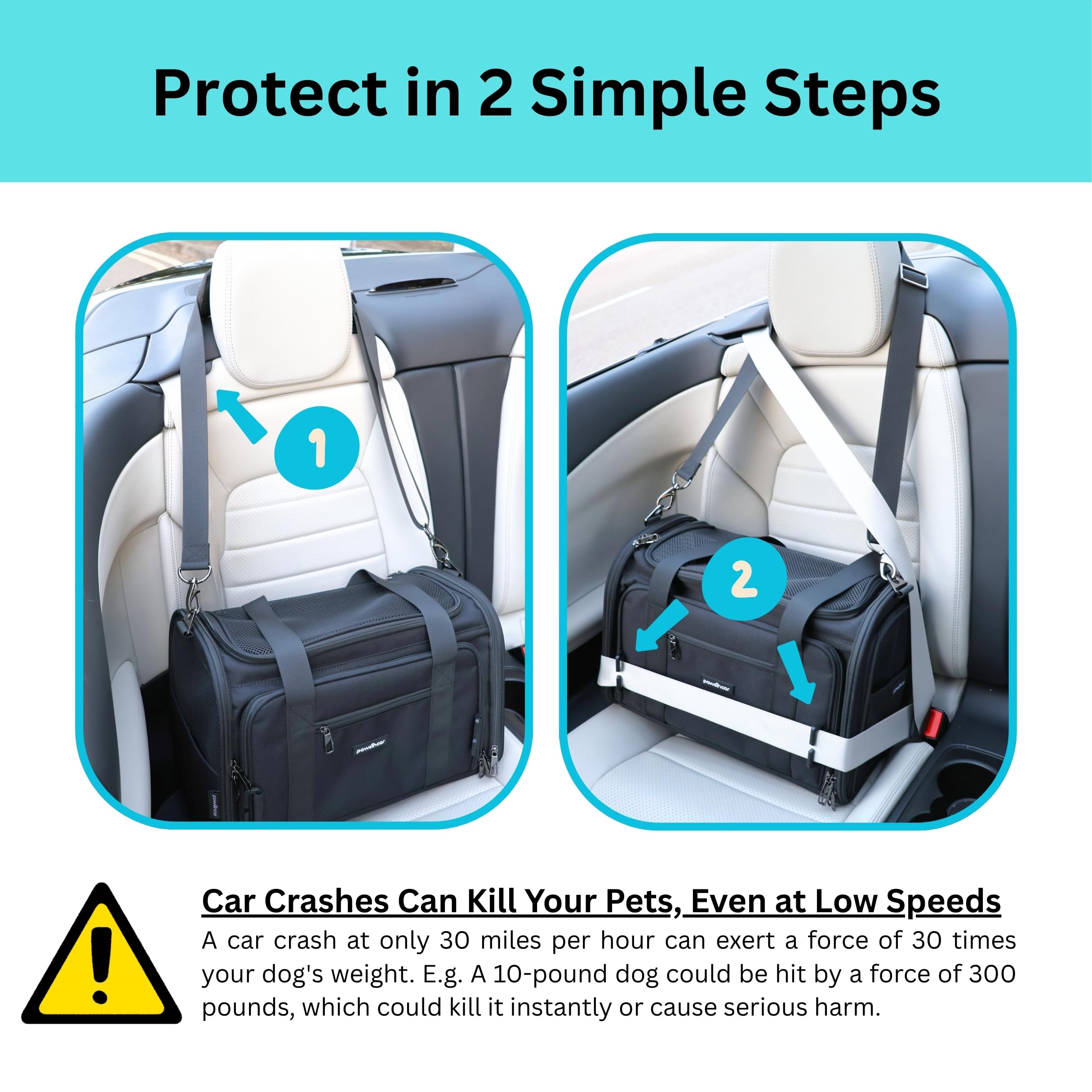 Crash-Tested Dog Car Carrier (Test with FMVSS 213b - 5 Star Safety Rated by CPS) | 2-in-1 Small Pet Car Seat, Expandable Cat Carrier Soft | Lab-Tested Dog Travel Bag for Safe Travel | - image 4