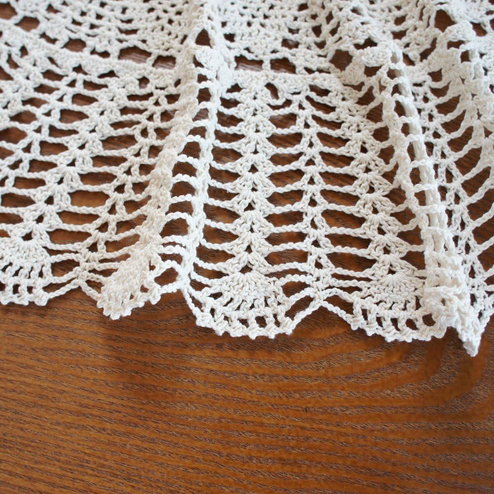 One-Day Sale: Up to 40% Off USTIDE Handmade Crochet Cotton Tablecloth Round Beige Crochet Tablecloths for Wedding 31 Inches