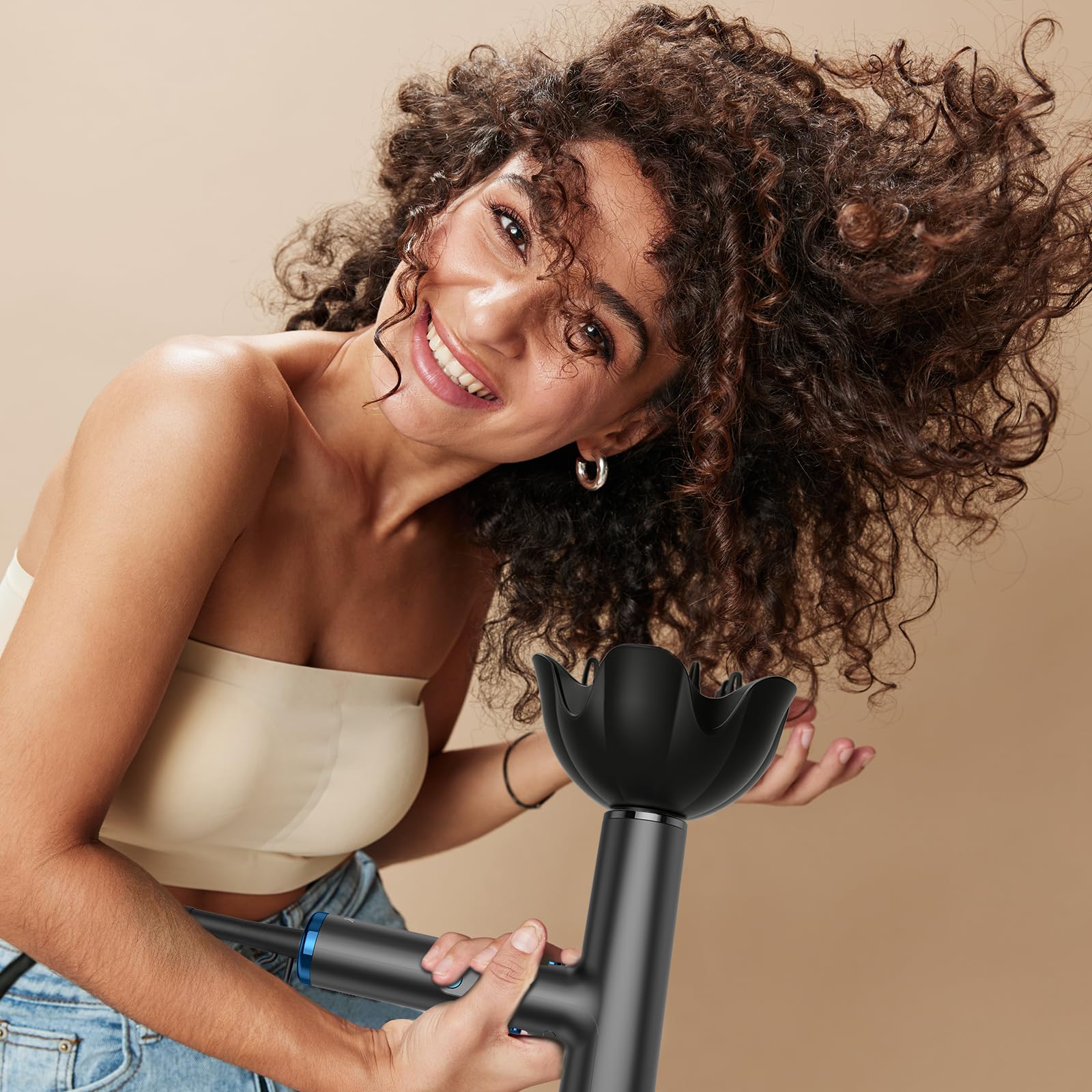 YAPOY Asciugacapelli ad Alta Velocità con Diffusore Asciugatura Rapida Asciugacapelli da 200 milioni di Ioni con 110.000 Giri/min Nessun Danno da Calore Controllo Termico Intelligence, Nero