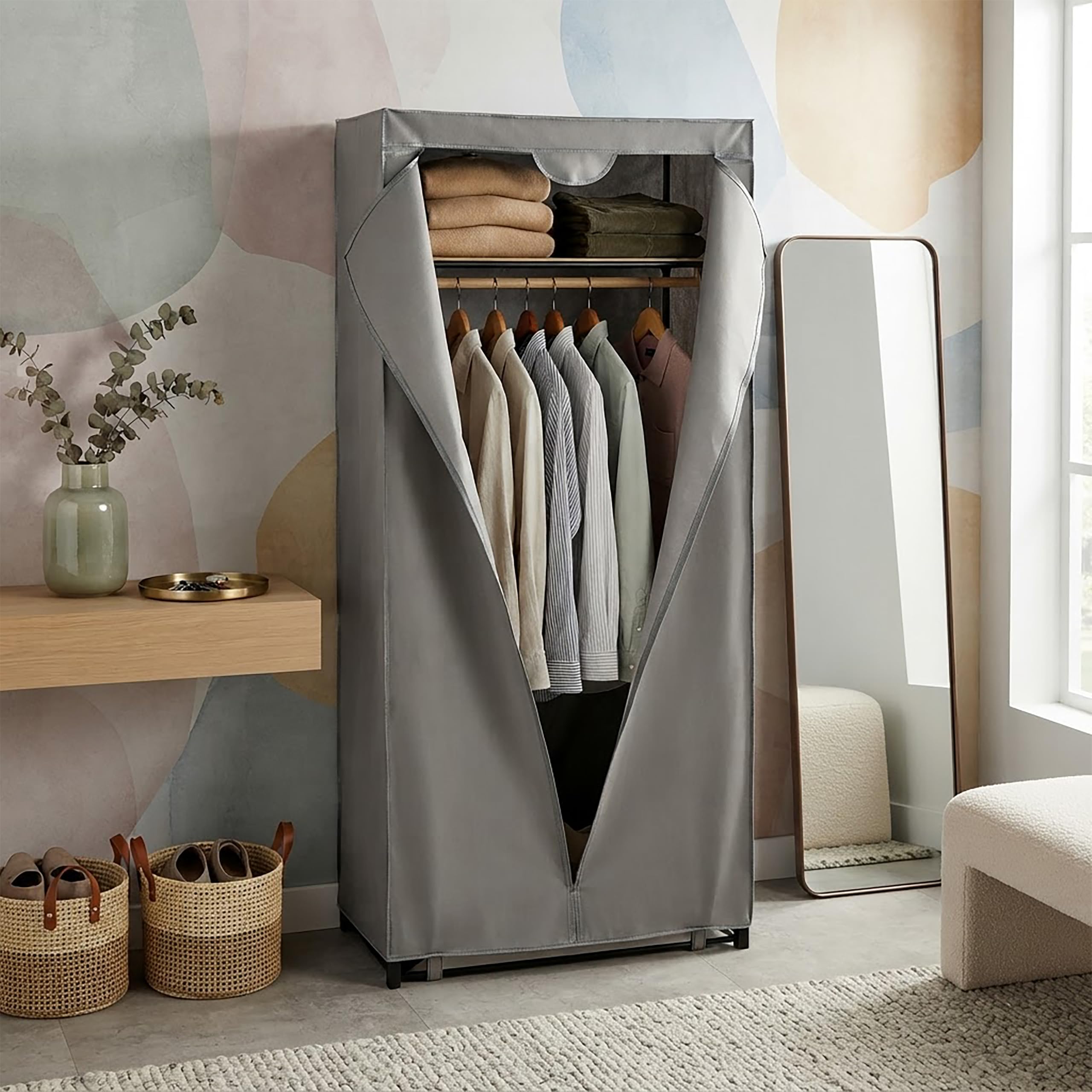 Gastone Armario, Tela, Gris, 80 x 50 x 180 cm