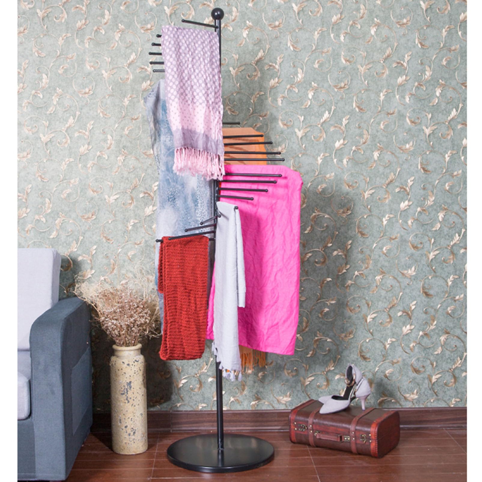Perchero de seda de metal para colgar bufandas, soporte para corbatas, perfecto para tienda de ropa o hogar, organizador de cinturones y chales