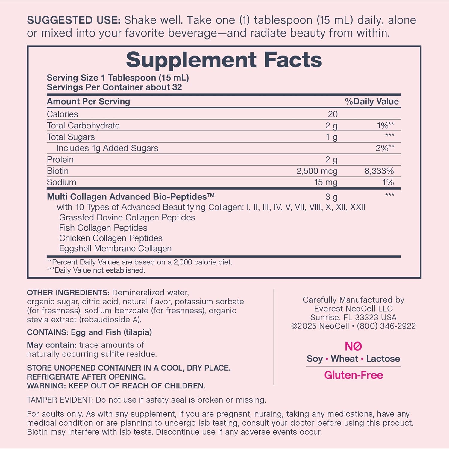 NeoCell Liquid Multi Collagen Peptides | 16 fl oz | with Biotin | Advanced Nourishing Formula | 10 Types of Bio-Peptides | Hair, Skin, & Nails | for Women and Men - Image 4