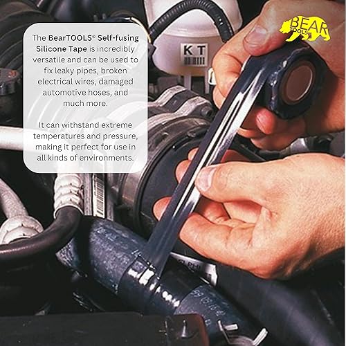 Miniatura 6 de BearTOOLS Cinta de silicona autofusible, color negro, 1.004 in x 9.8 ft, 20 mils, cinta de anclaje de herramientas y reparación rápida para uso