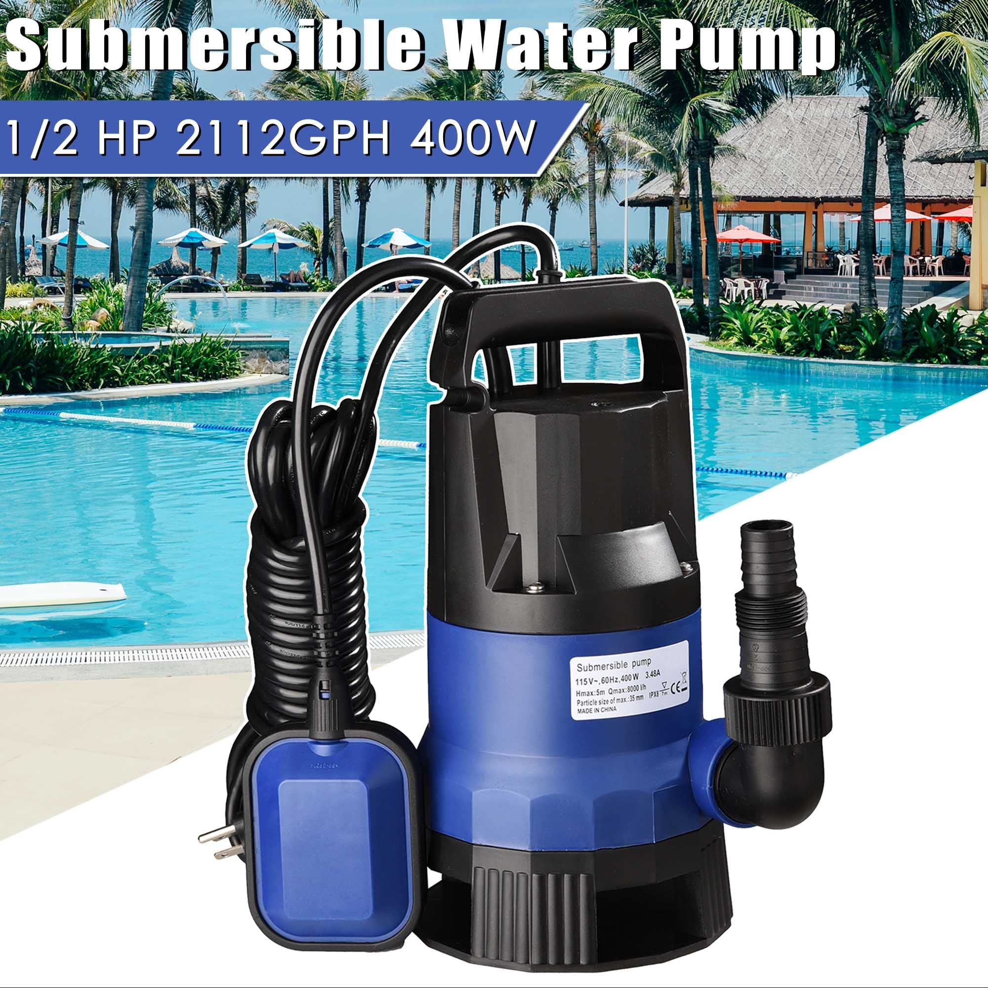 1/2 HP Submersible Water Pump 2113GPH 400W Automatic Float