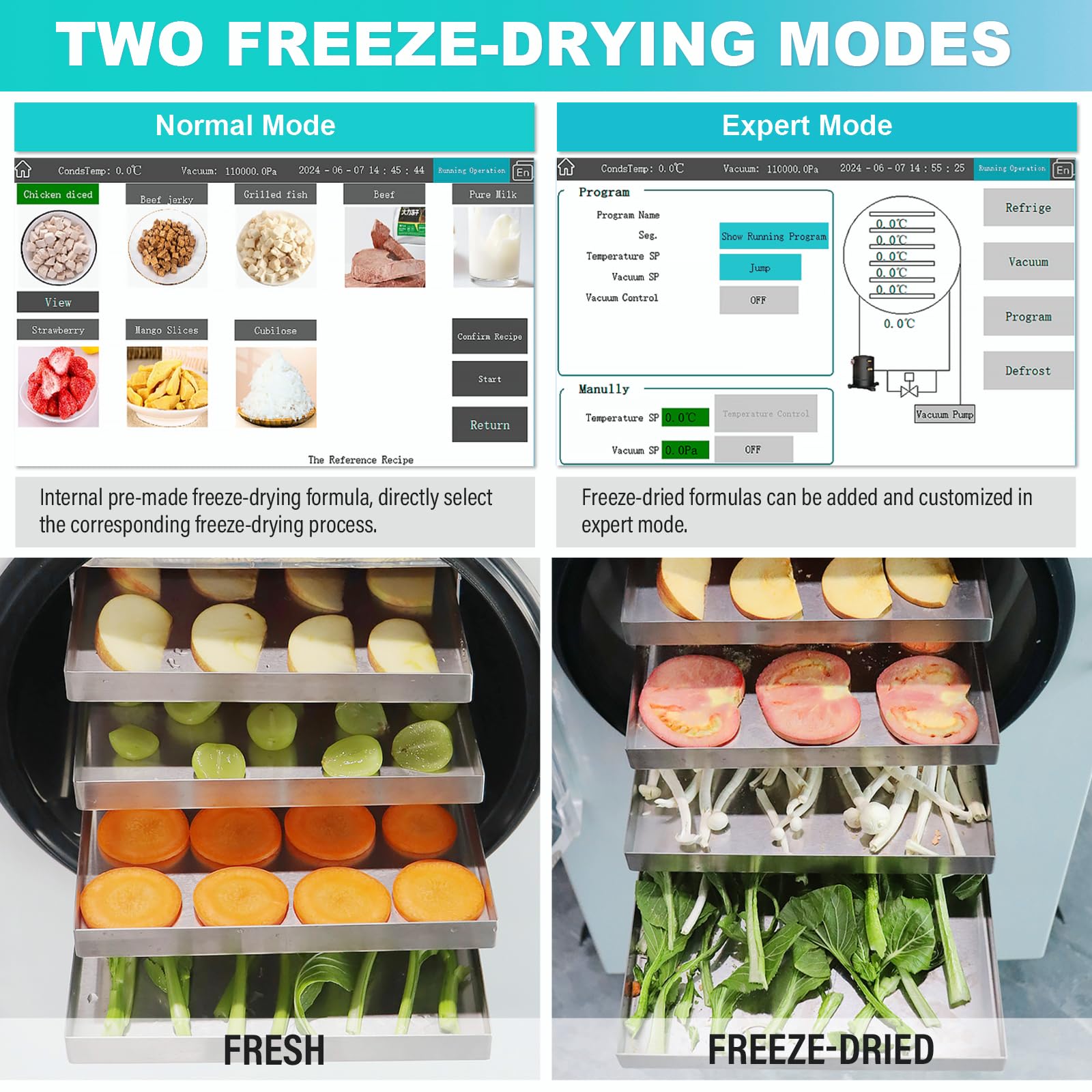 Freeze Dryer Gefriertrockner für zuhause mit 4 Ablagen, 5 kg Kapazität: Dehydrator für Lebensmittel Für Handel & zuhause! Ideal zum Konservieren von Lebensmitteln