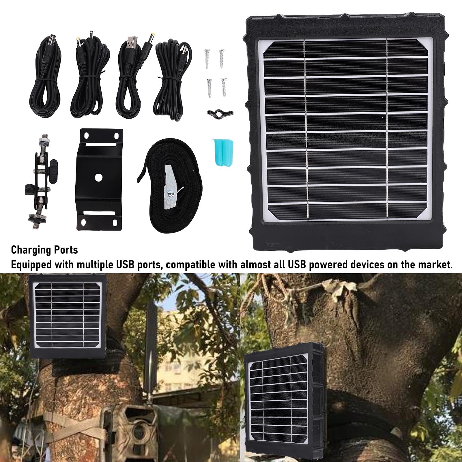 Caricatore a Pannello Solare Efficiente Alimentatore Monocristallino da 8000 MAh per la Fotografia di Giochi con Fotocamera da Trail All'aperto