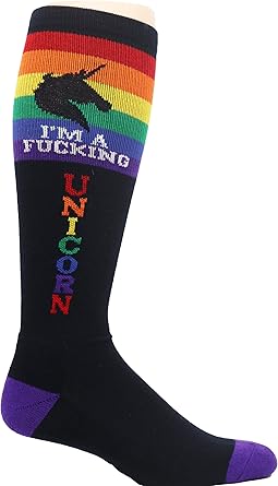 MOXY Socks Black and Rainbow Unicorn! Kniestrümpfe