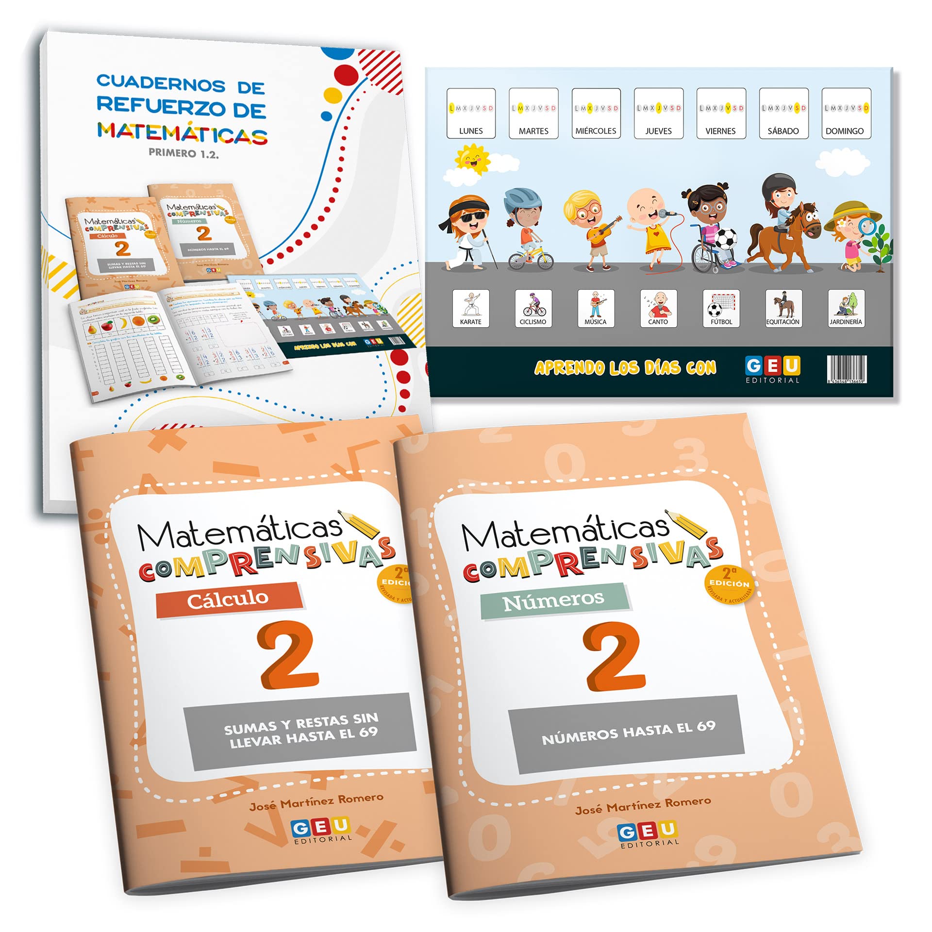 MATEMATICAS 1 PRIMARIA | SUMAS Y RESTAS 6 AÑOS | Aprende a Sumar y Restar Editorial Geu 1 Primaria | Pack Matemáticas Comprensivas 1.2 - Pack Cuadernos Refuerzo Matemáticas Cálculo 2 + Números 2