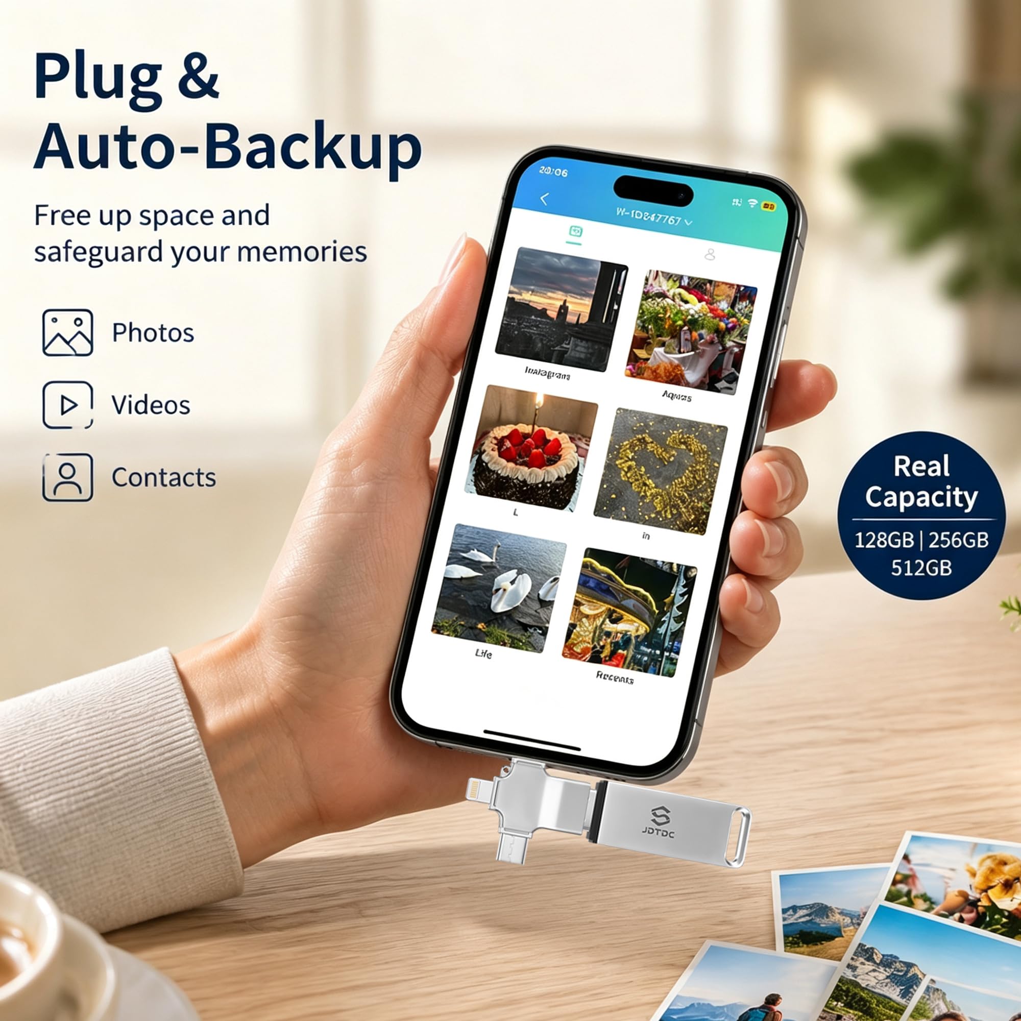 Automatisches-Voll-Backup-USB-Sticks für alle Geräte 128GB(iPhone+iPad+Android+PC+Mac) iPhone for Flash Drive iPhone-Sticks-Speicher-Fur-Fotos,Videos Laufwerk Cloud-Alternativen,inkl Buckup-Software
