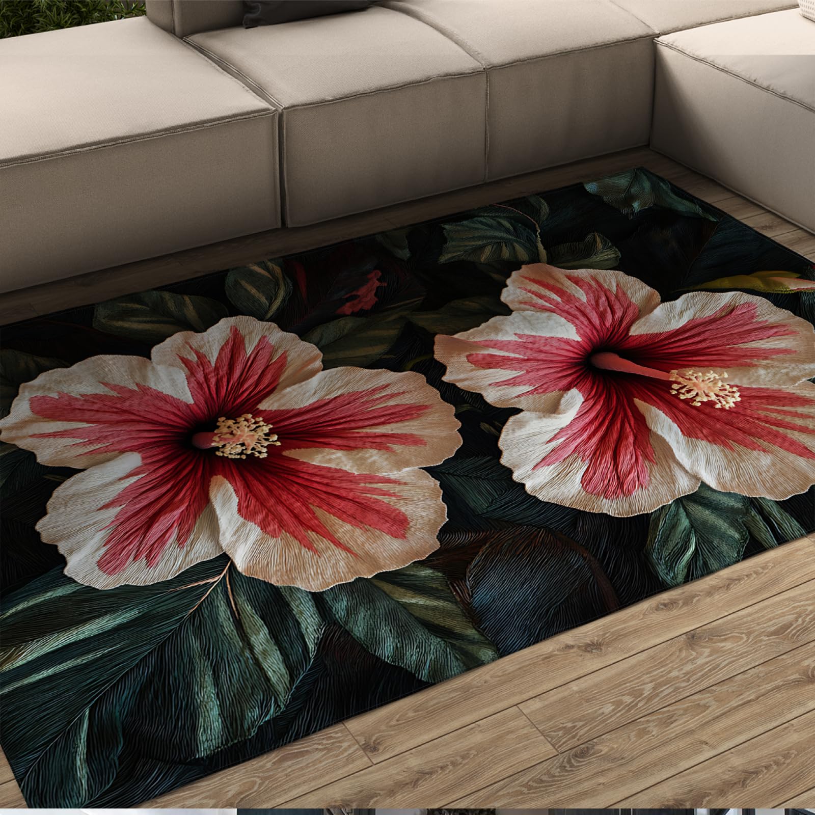 Tapis de haute qualité imprimé fleur botanique revêtement ras de salon 160x230